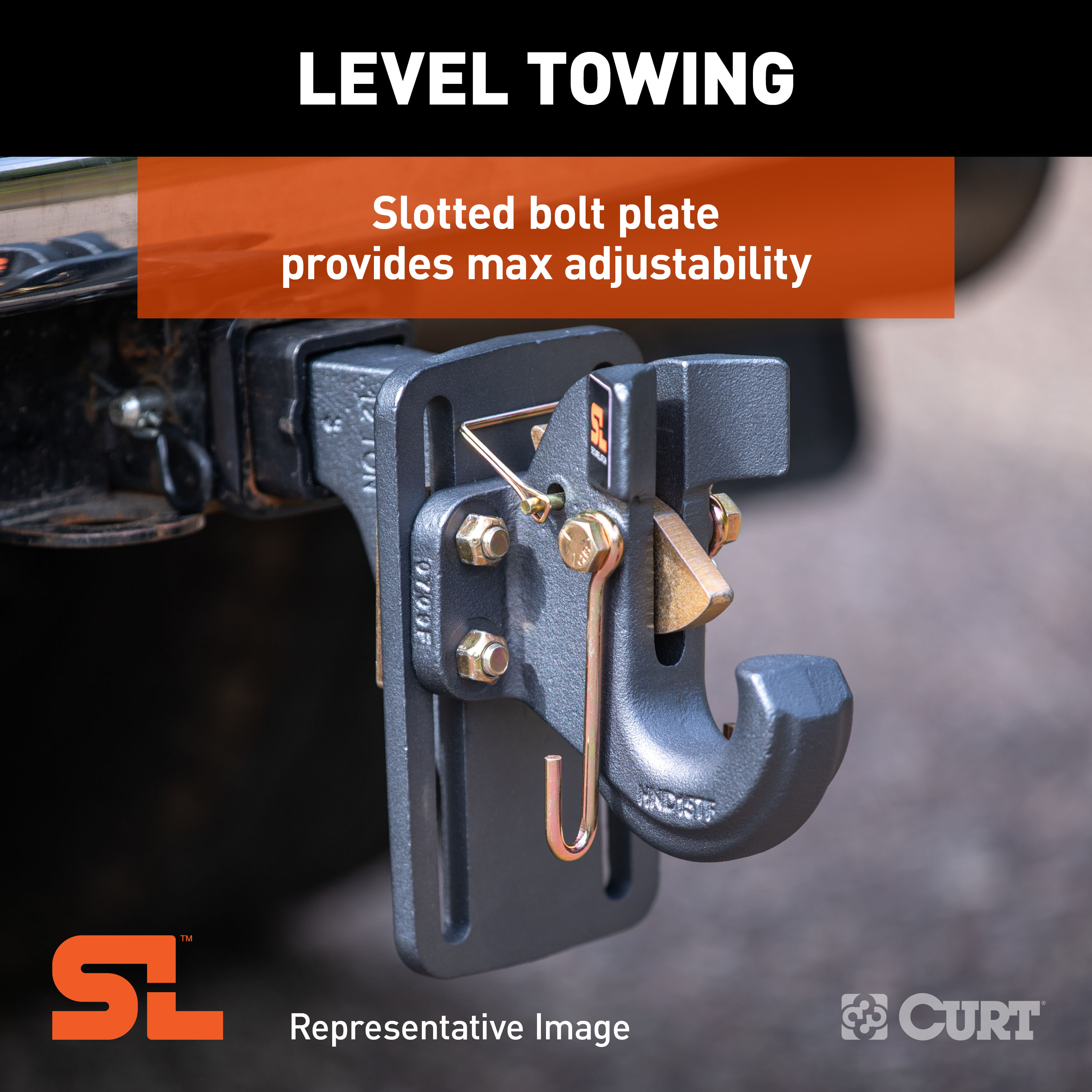 CURT SecureLatch Adjustable Pintle Mount (2" Shank, 20,000 lbs.) Trailer Hitch Ball Mount thumbnail 2