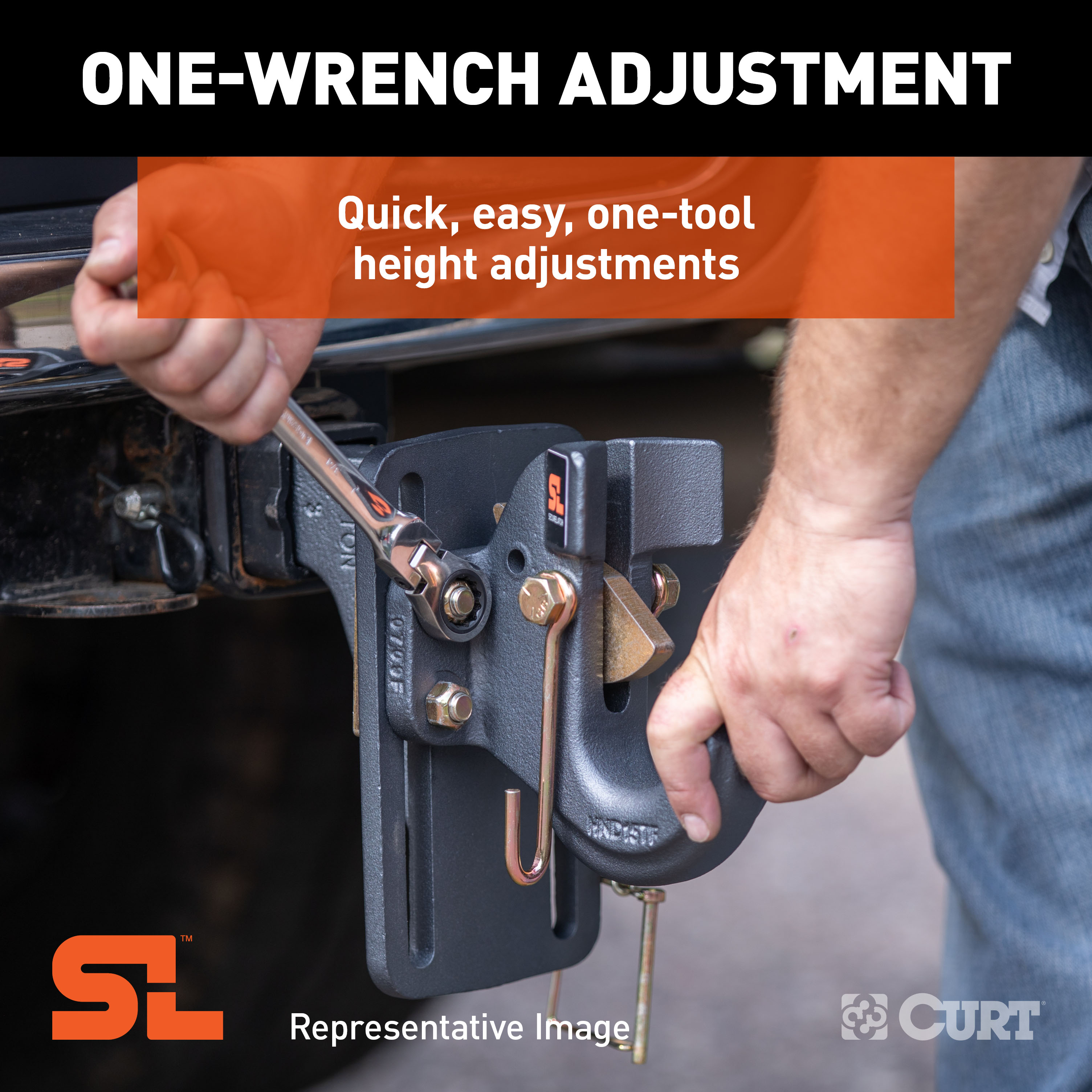 CURT SecureLatch Adjustable Pintle Mount (2" Shank, 20,000 lbs.) Trailer Hitch Ball Mount thumbnail 3