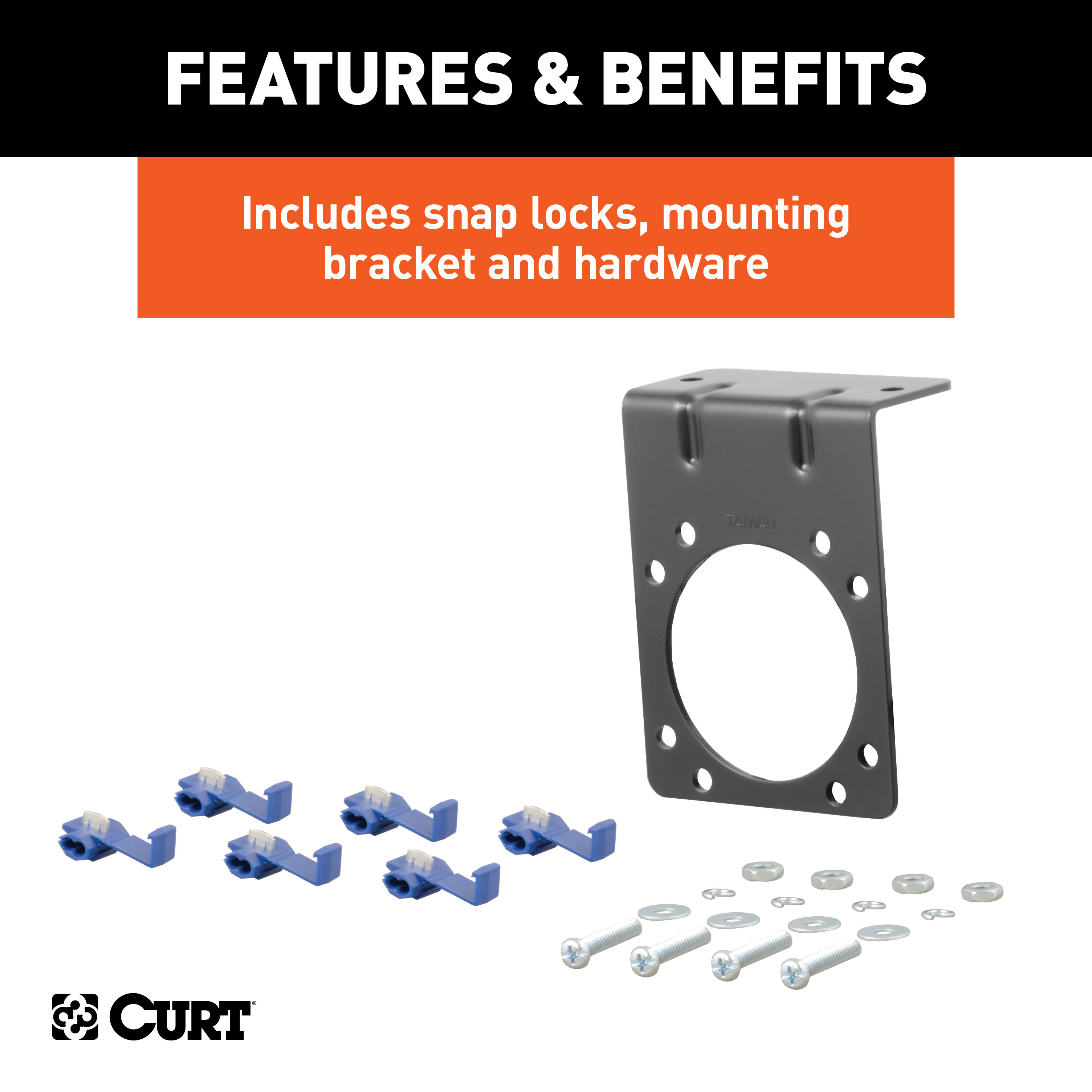 CURT 7-Way RV Blade Connector Plug & Socket with Hardware (Packaged) Trailer Connector Kit thumbnail 2