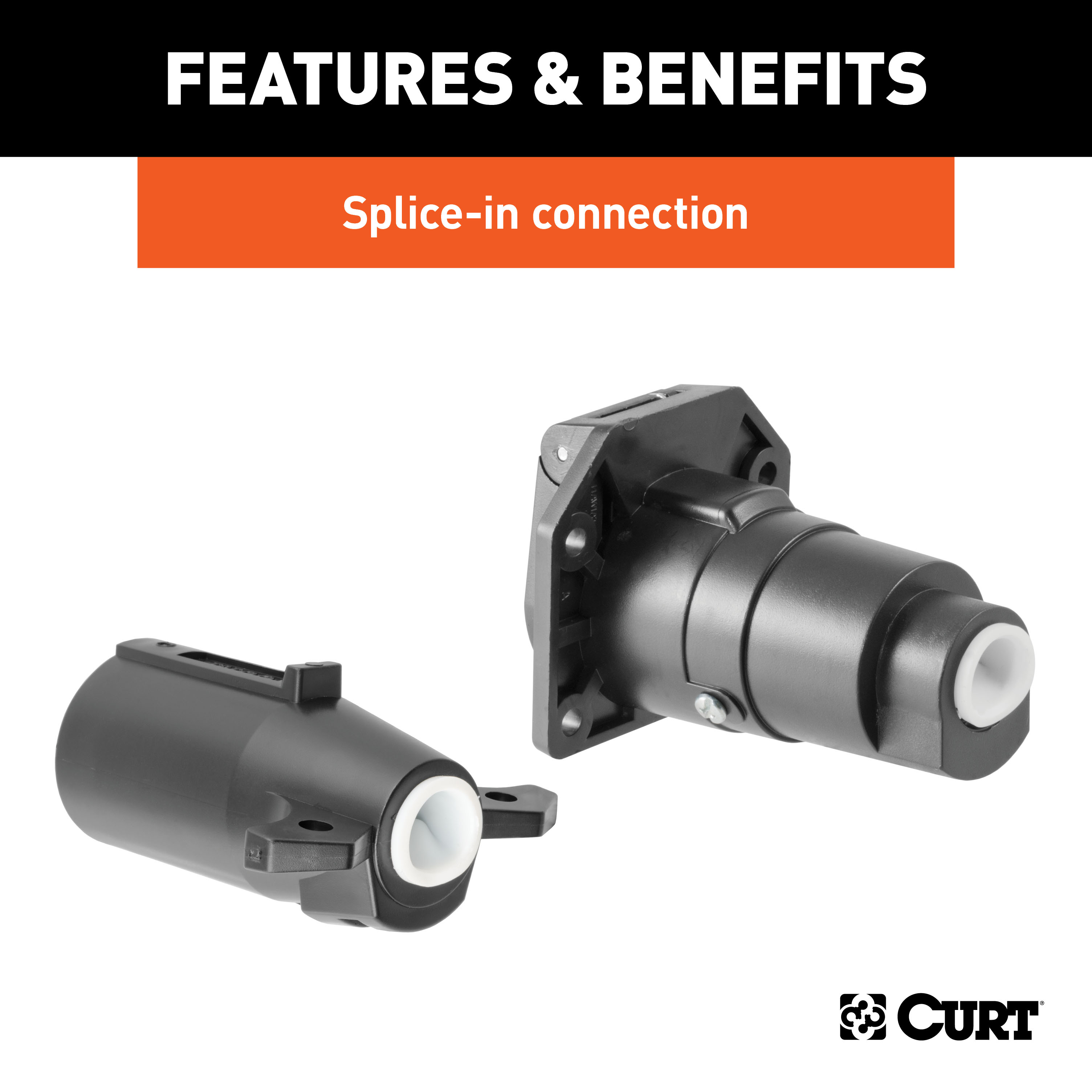 CURT 7-Way RV Blade Connector Plug & Socket with Hardware (Packaged) Trailer Connector Kit thumbnail 3