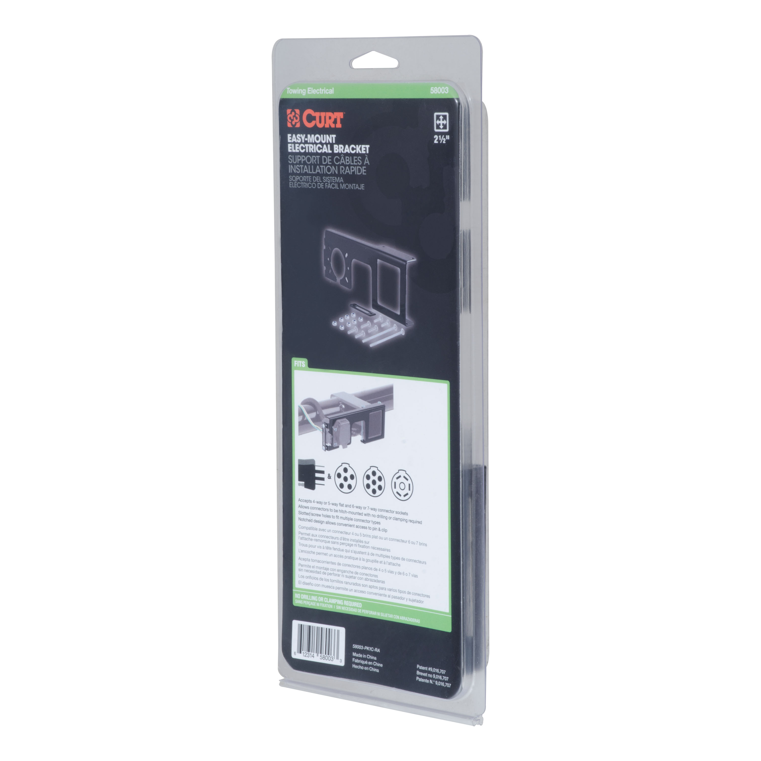 CURT Easy-Mount Wiring Bracket for 4 or 5-Flat & 6 or 7-Round (2-1/2" Receiver) Trailer Wire Connector Mounting Bracket thumbnail 4
