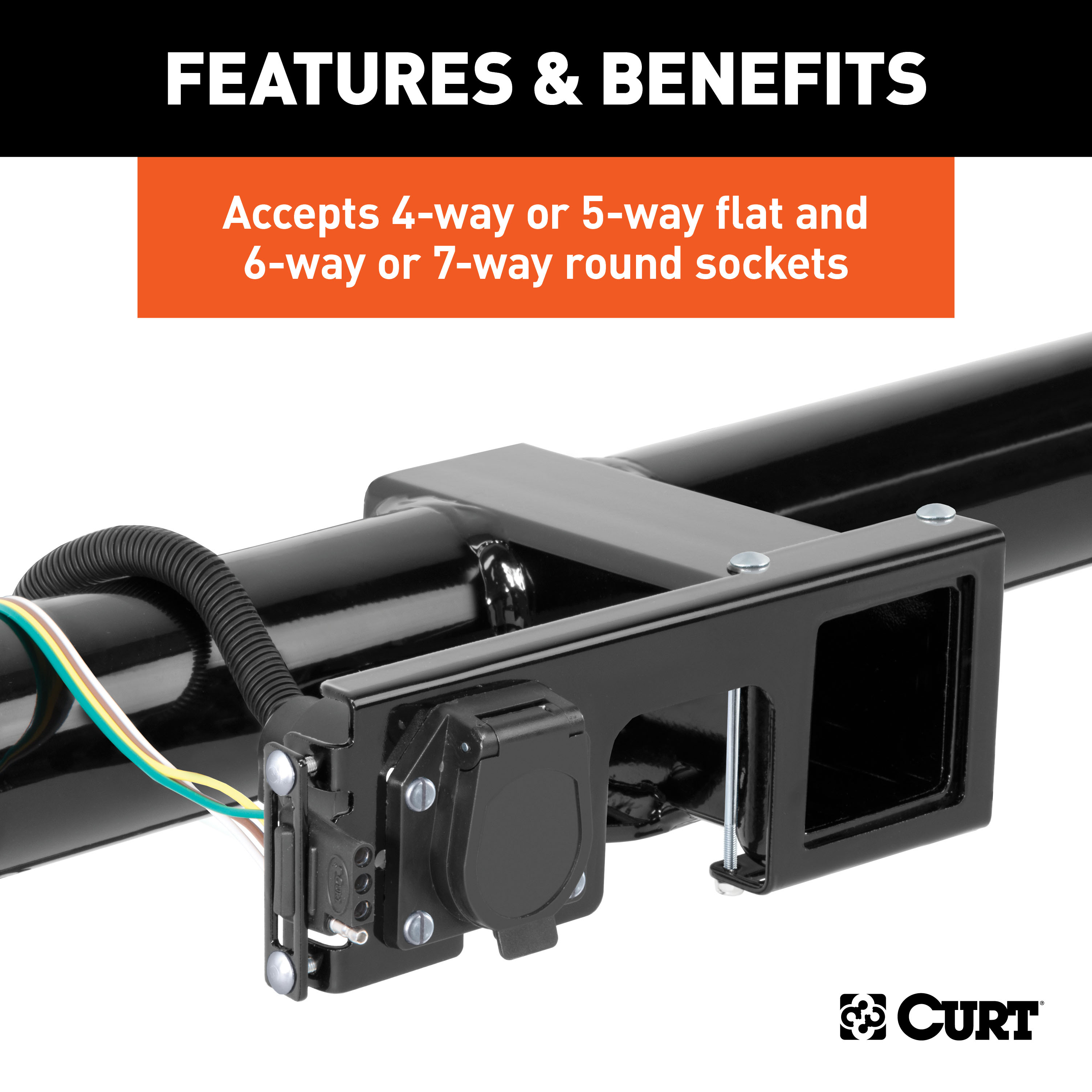 CURT Easy-Mount Wiring Bracket for 4 or 5-Flat & 6 or 7-Round (2-1/2" Receiver) Trailer Wire Connector Mounting Bracket thumbnail 2
