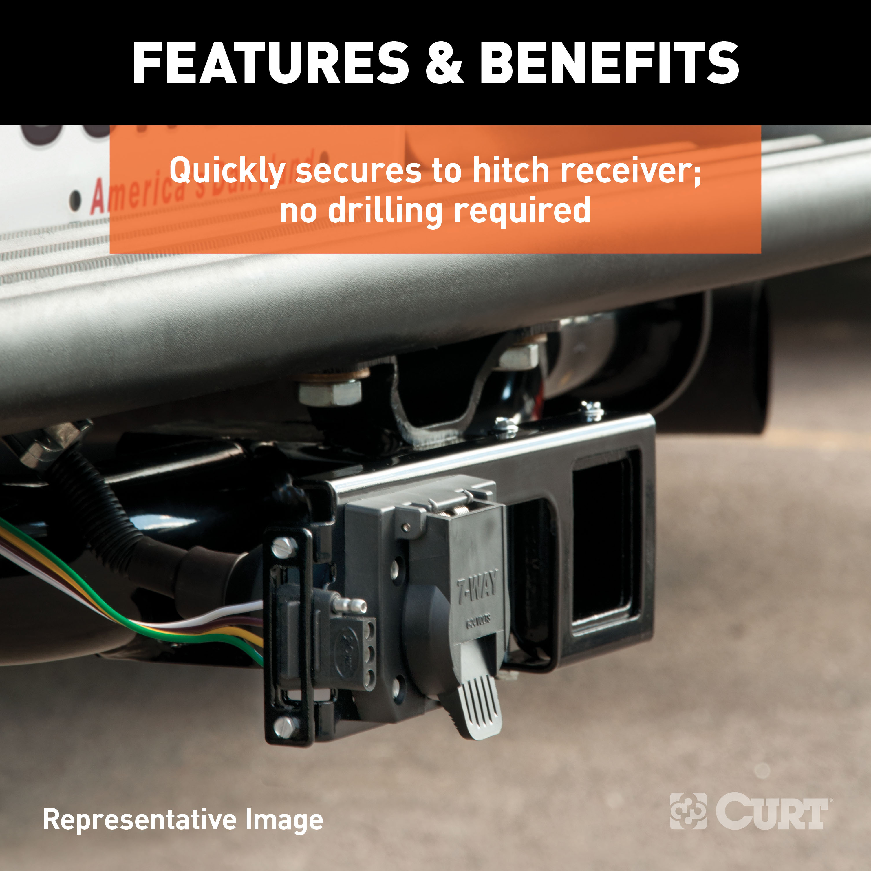 CURT Easy-Mount Wiring Bracket for 4 or 5-Flat & 6 or 7-Round (2-1/2" Receiver) Trailer Wire Connector Mounting Bracket thumbnail 3