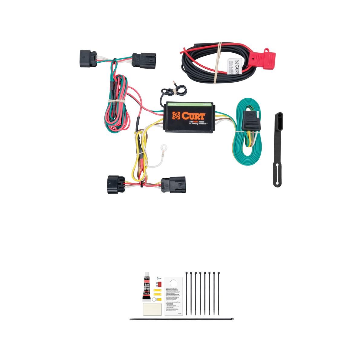 CURT Custom Wiring Harness, 4-Way Flat Output, Select Chrysler 200, Dodge Avenger Trailer Connector Kit thumbnail 0