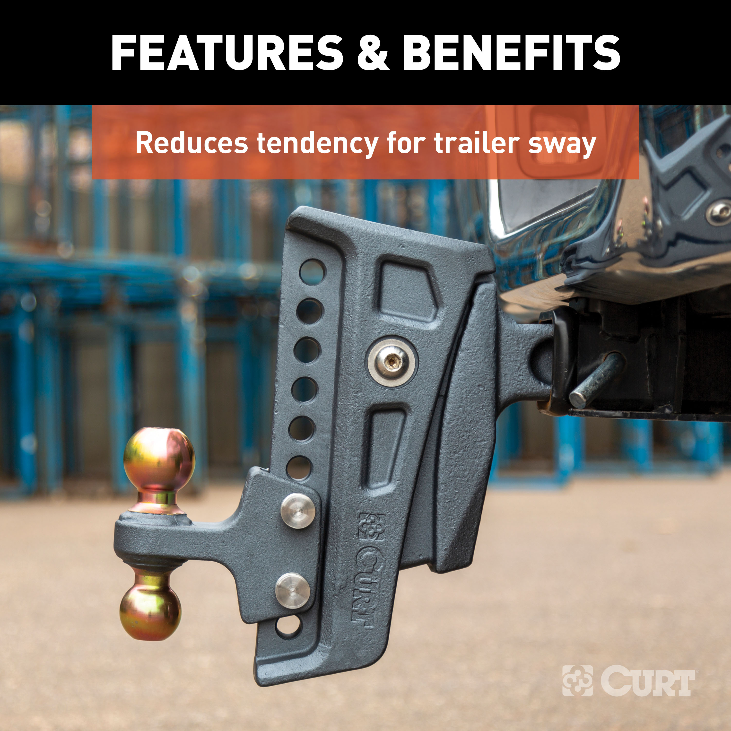 CURT Rebellion XD Adjustable Cushion Hitch (2-1/2" Shank, 2", 2-5/16" Balls, 20K) Trailer Hitch Ball Mount thumbnail 5
