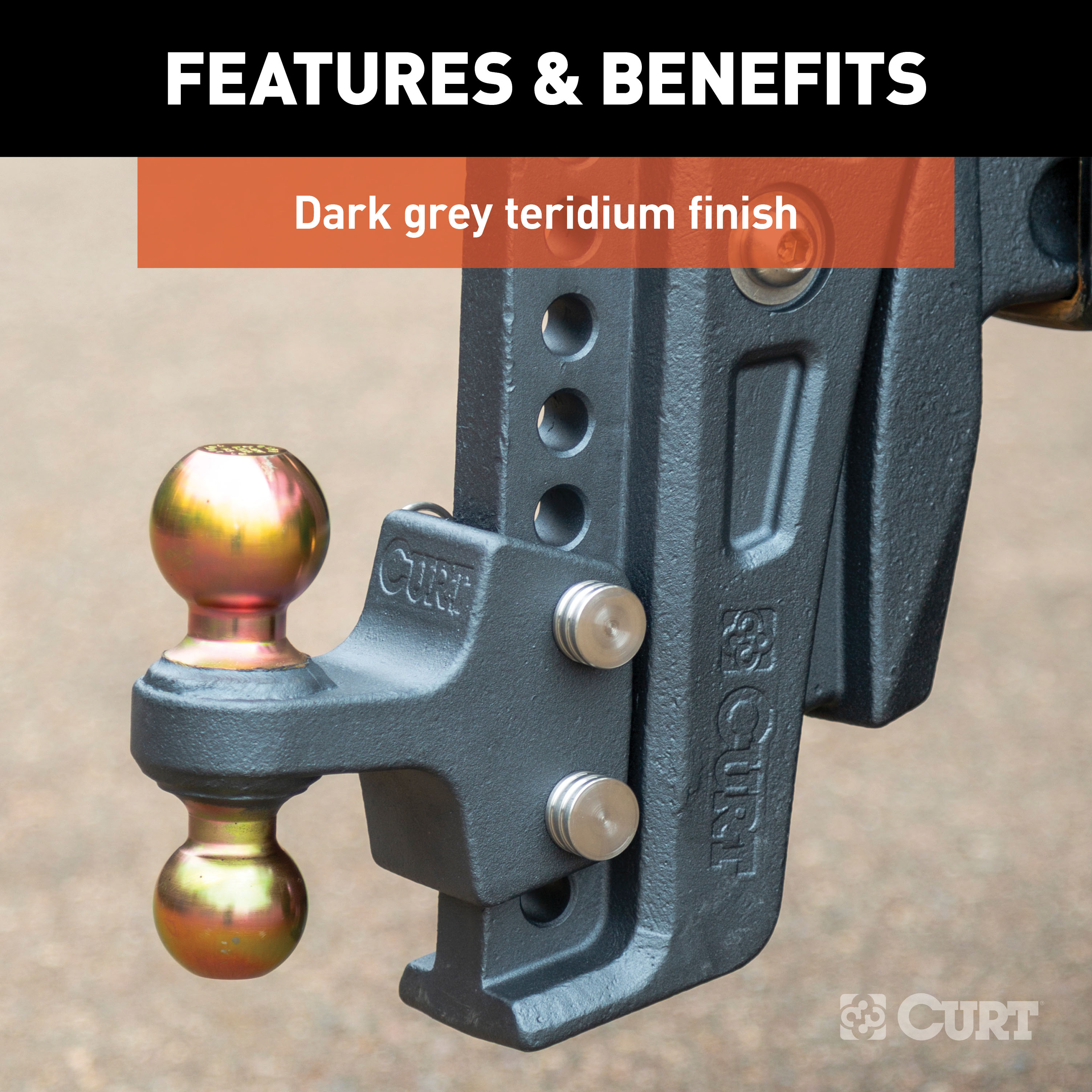 CURT Rebellion XD Adjustable Cushion Hitch (2-1/2" Shank, 2", 2-5/16" Balls, 20K) Trailer Hitch Ball Mount thumbnail 7