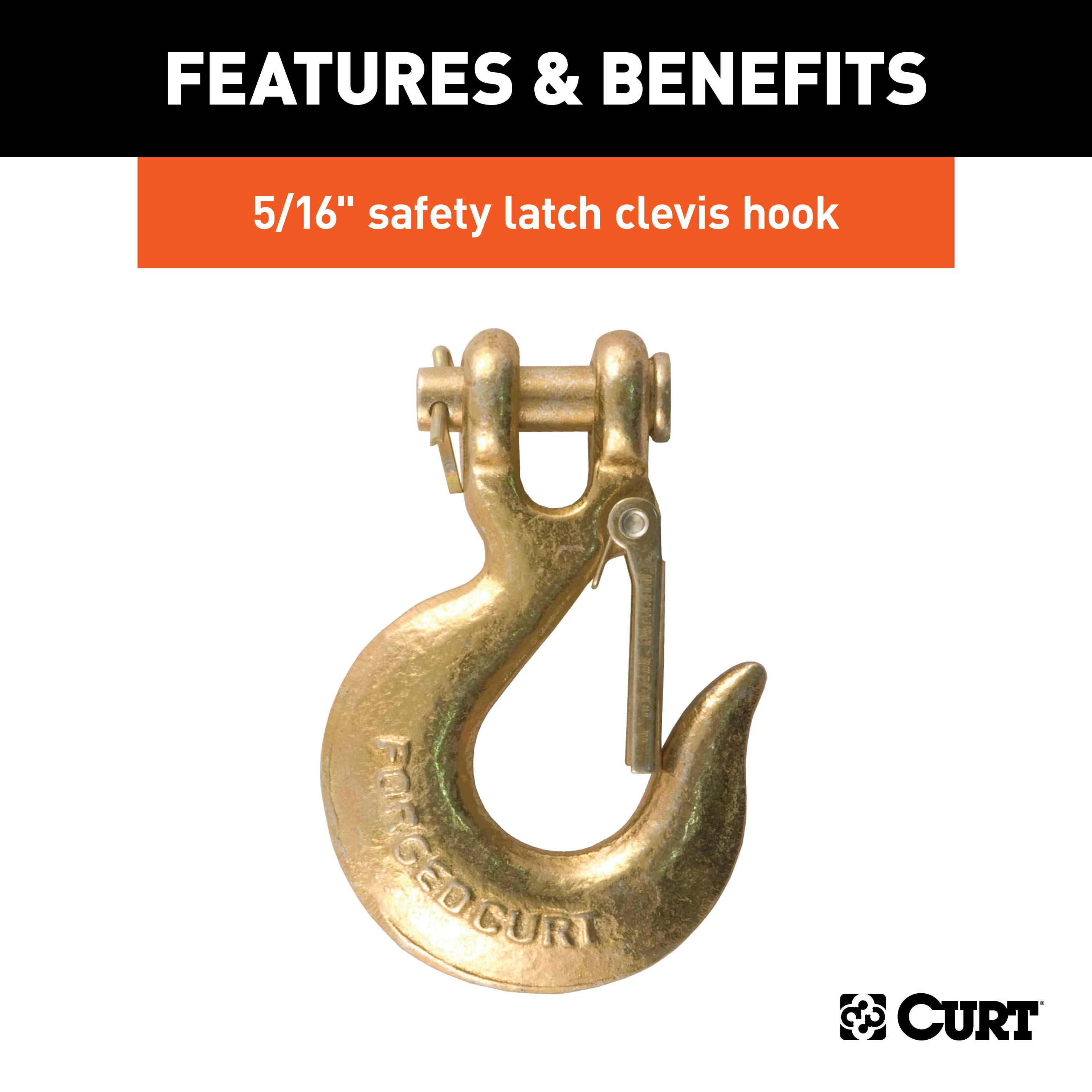 CURT 35" Safety Chain with 1 Clevis Hook (11,700 lbs, Clear Zinc) Trailer Hitch thumbnail 5