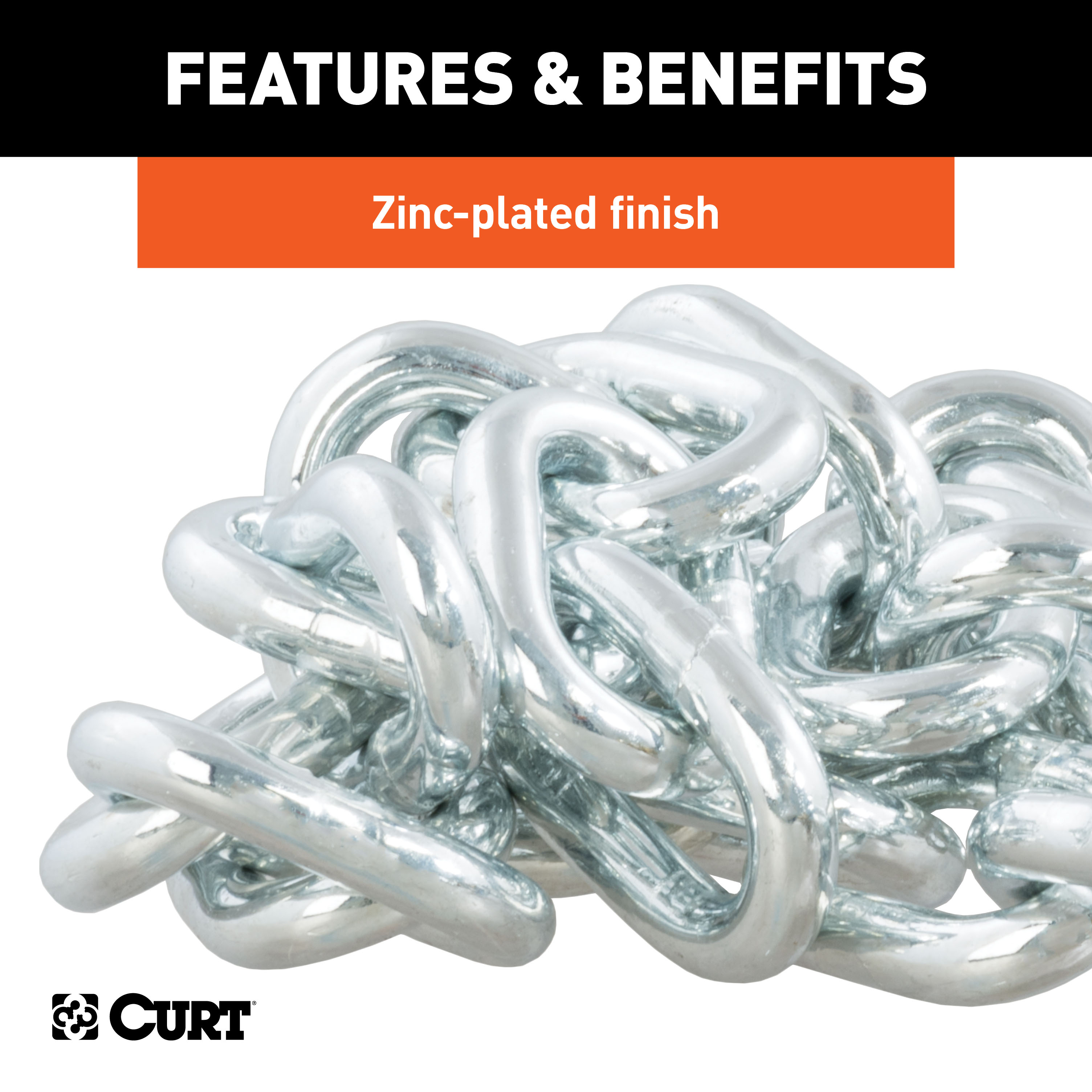 CURT 35" Safety Chain with 1 Clevis Hook (11,700 lbs, Clear Zinc) Trailer Hitch thumbnail 7