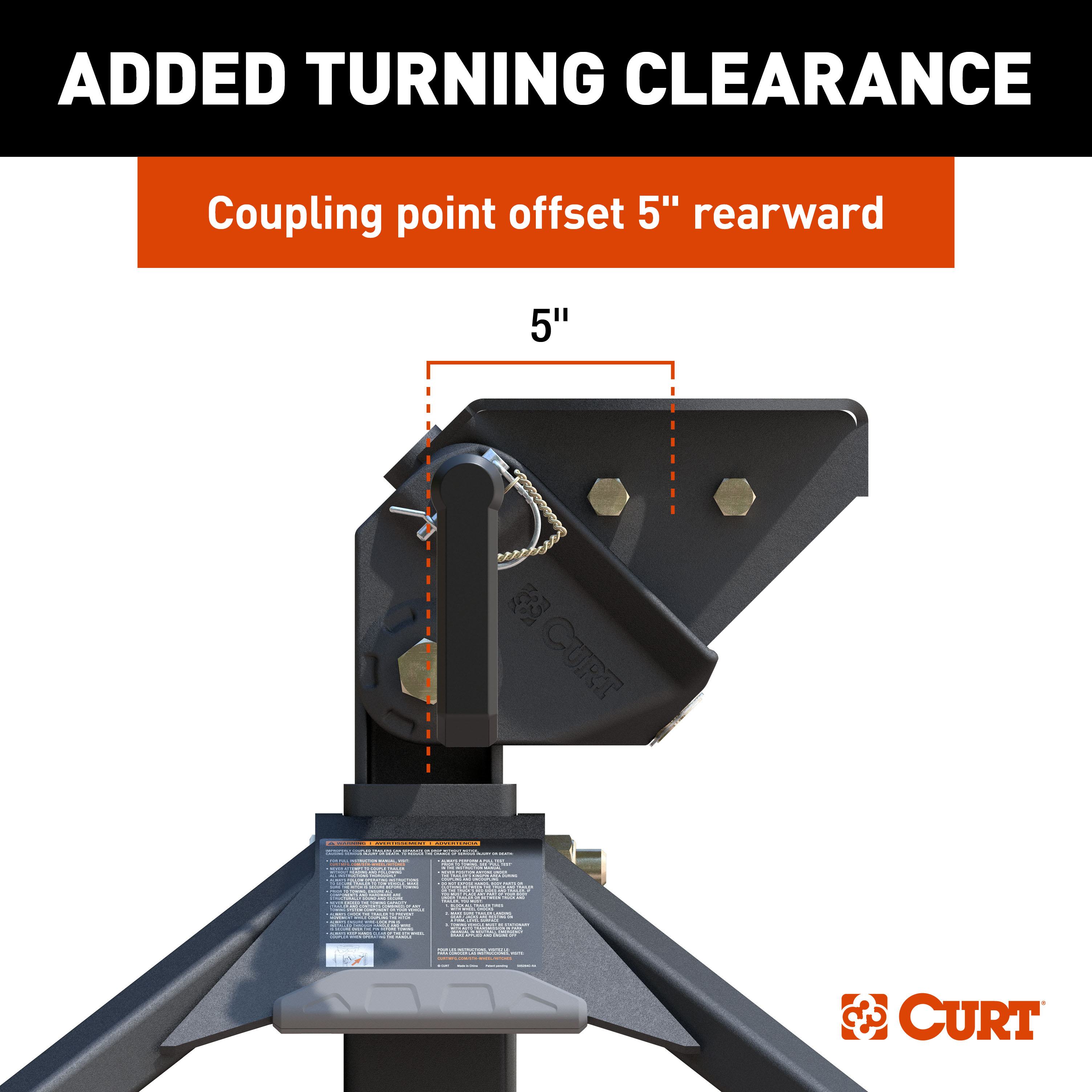 CURT CrossWing 20K 5th Wheel Hitch for Industry-Standard Rails Fifth Wheel Trailer Hitch Mount Kit thumbnail 6
