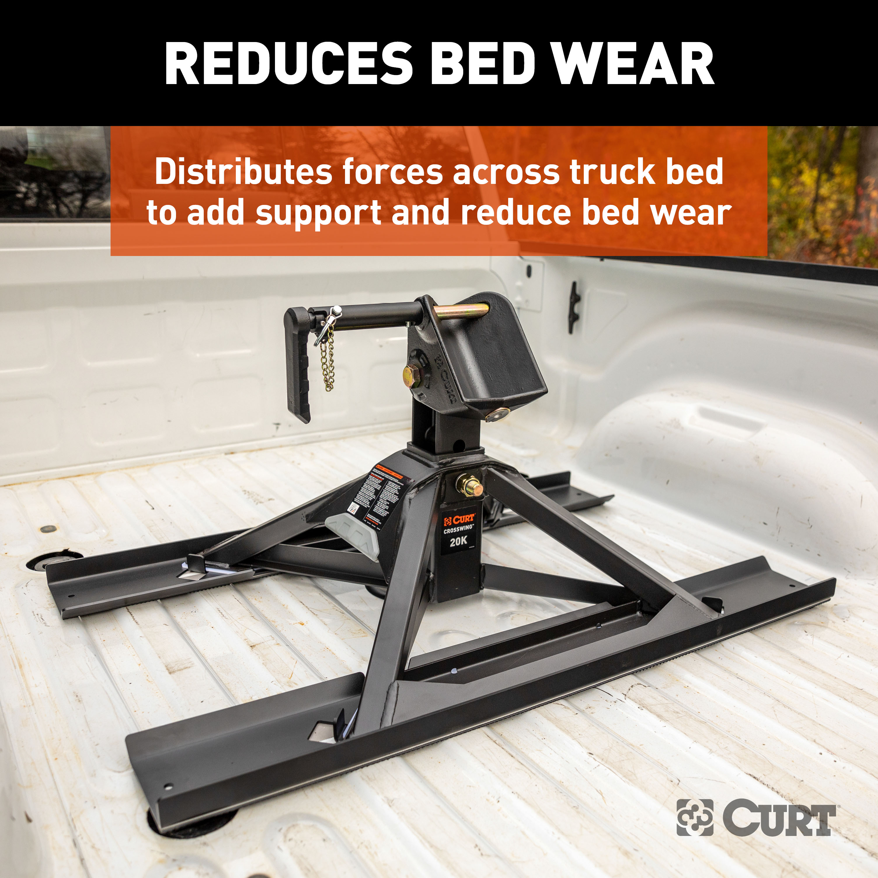 CURT CrossWing 5th Wheel Bed Protector Supports Fifth Wheel Trailer Hitch Rail Kit thumbnail 2