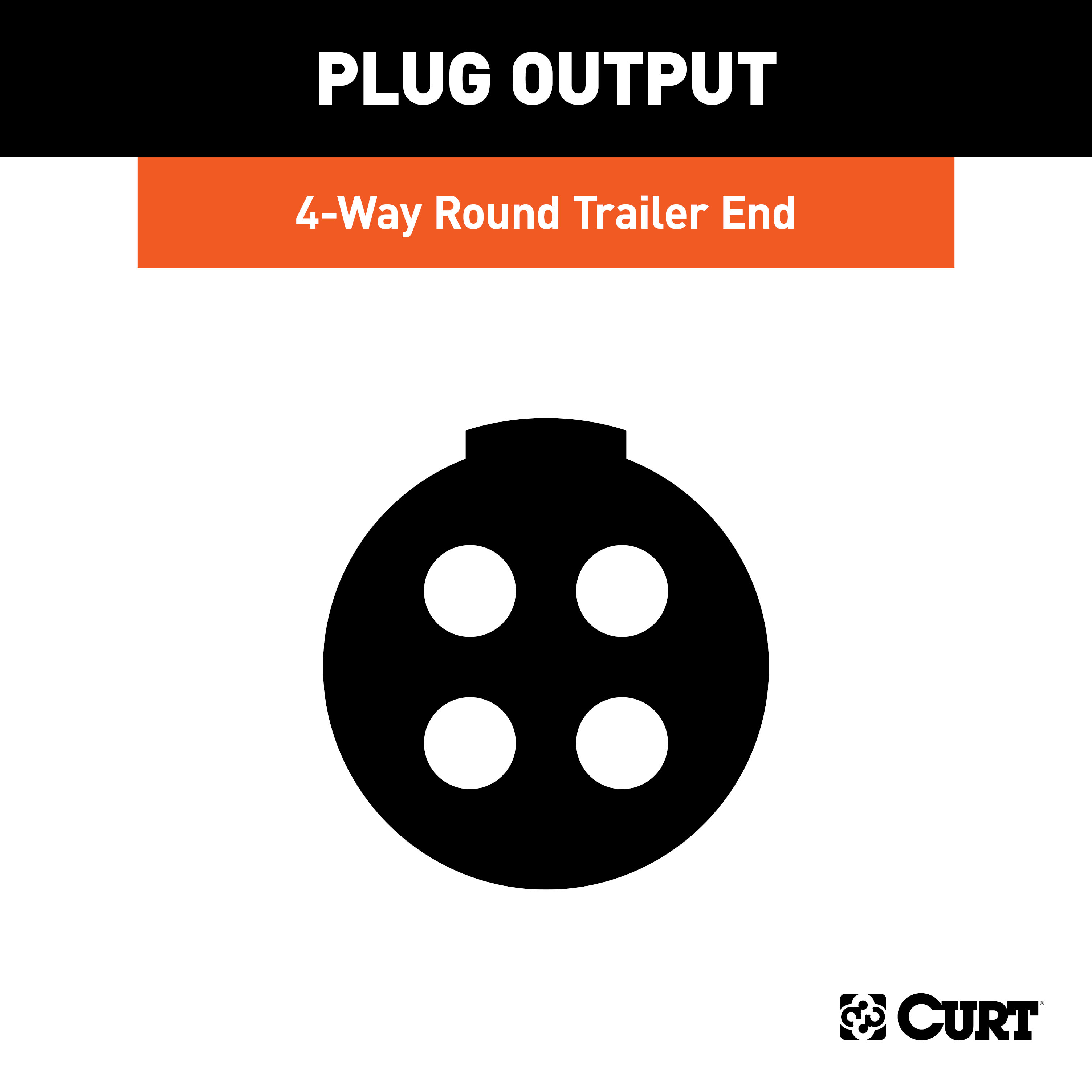 CURT 4-Way Round Connector Plug (Trailer Side) Trailer Connector Kit thumbnail 3