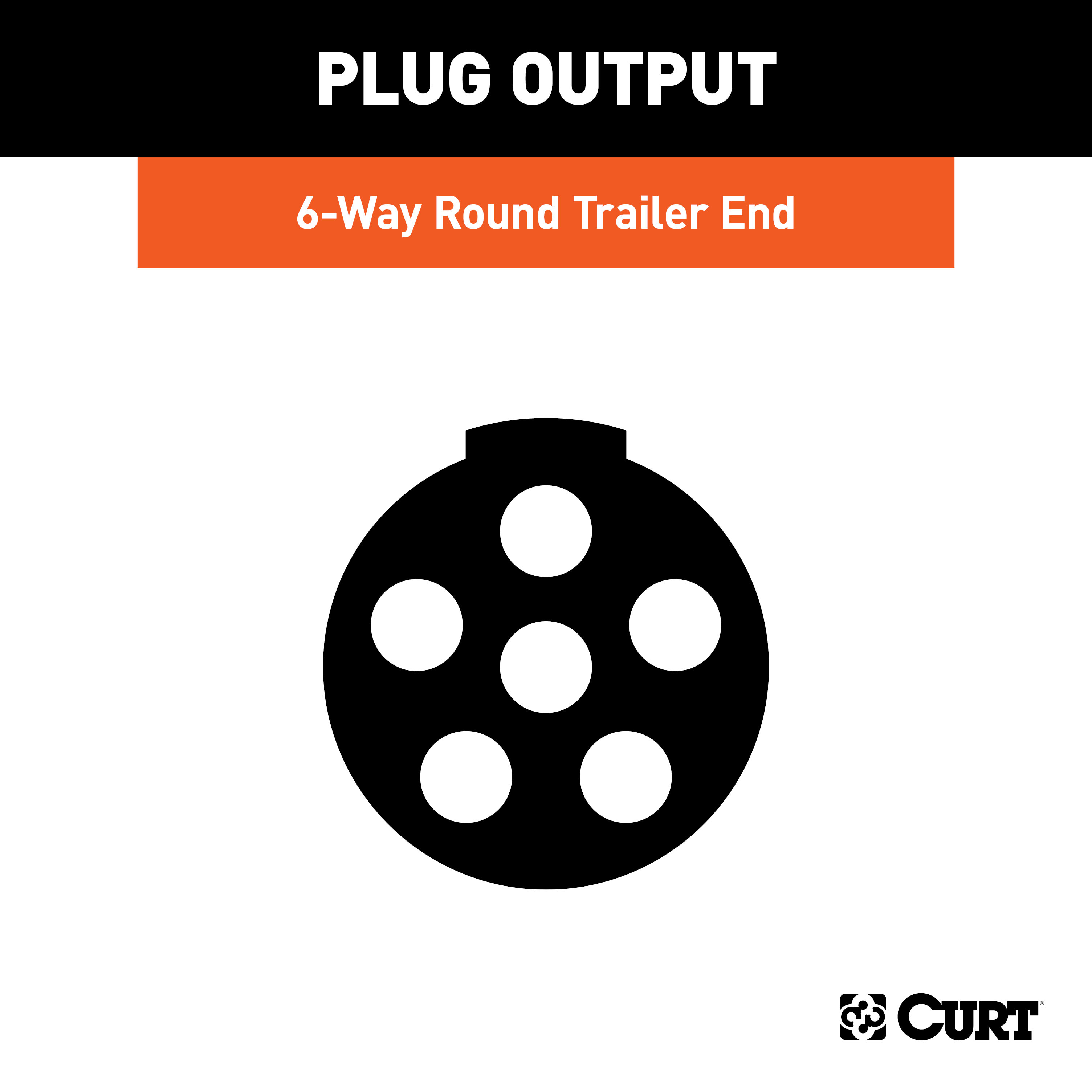 CURT 6-Way Round Connector Plug (Trailer Side, Diecast Metal) Trailer Connector Kit thumbnail 3