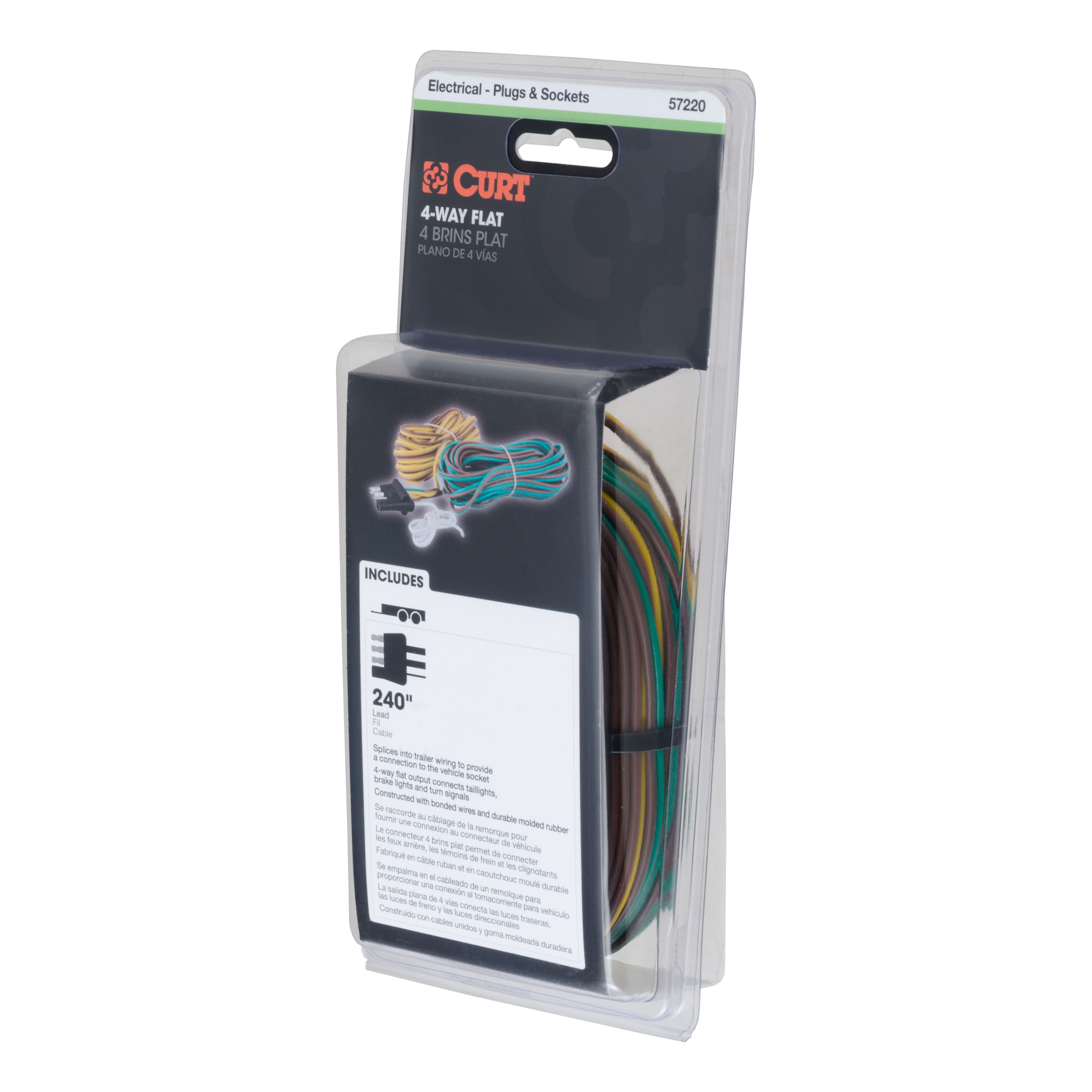 CURT 4-Way Flat Connector for Rewiring Trailer, Includes 20' Wires (Packaged) Trailer Connector Kit thumbnail 4