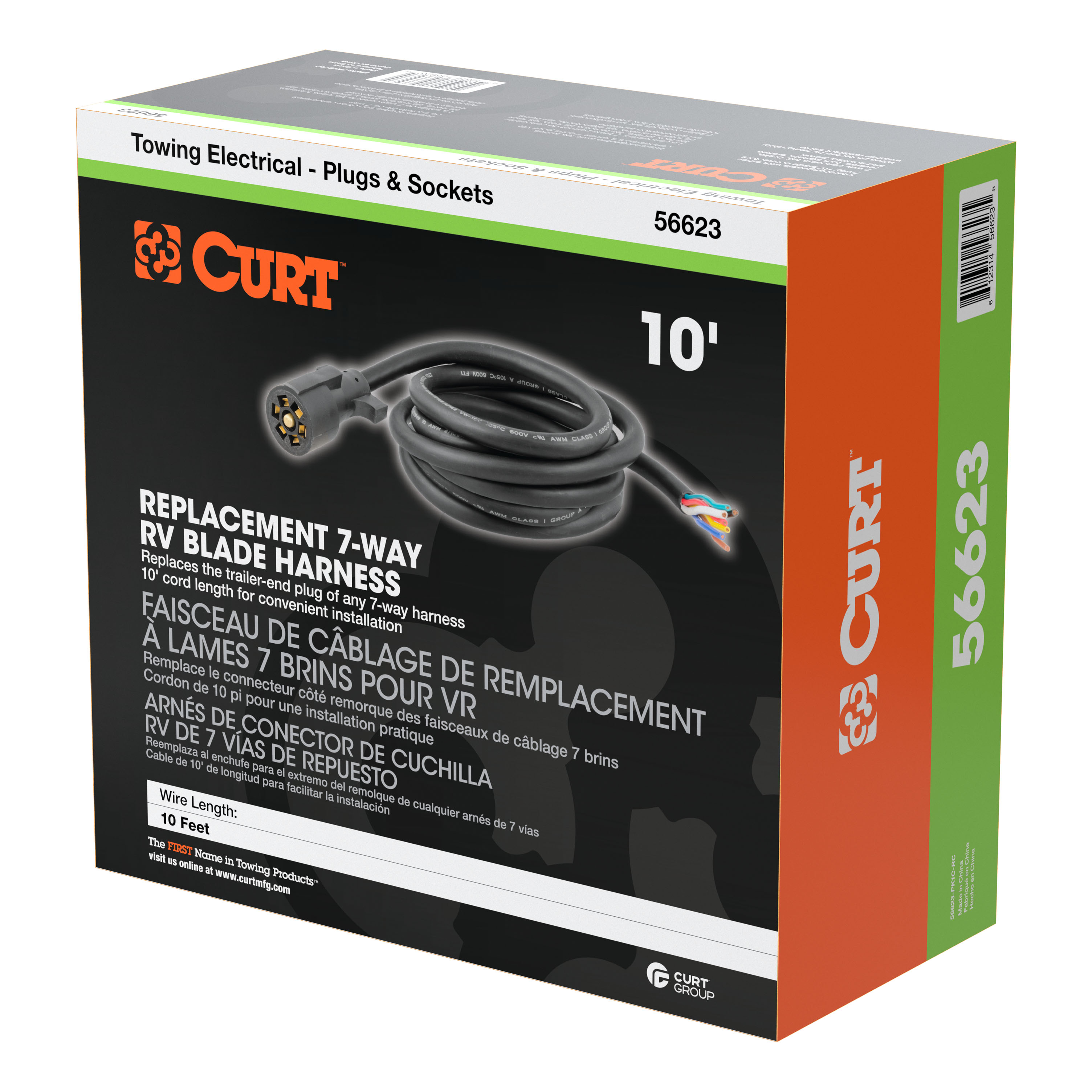 CURT Replacement 7-Way RV Blade with 10' Wires (Trailer Side, Packaged) Trailer Connector Kit thumbnail 3