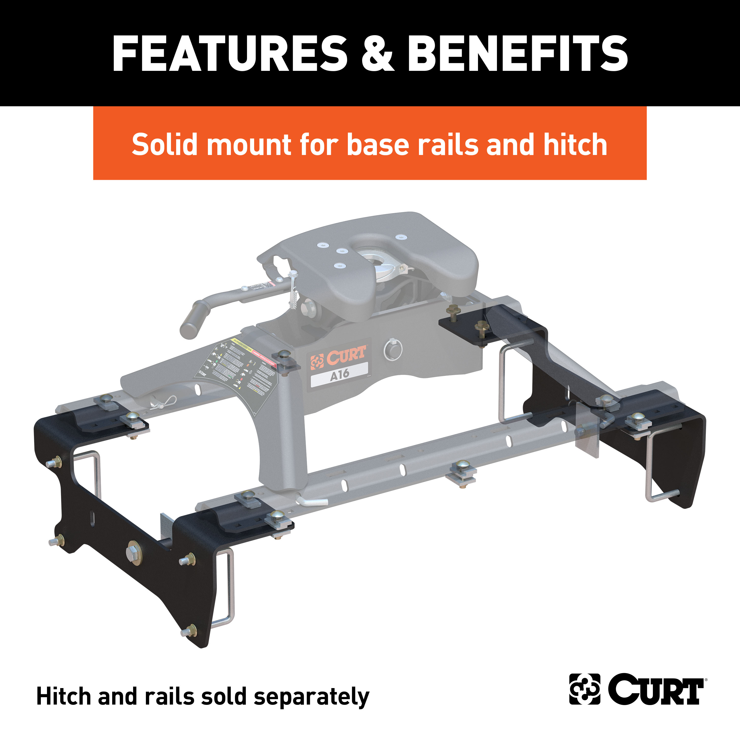 CURT Custom 5th Wheel Brackets, Select Silverado, Sierra 1500 (Except 5.5' Bed) Fifth Wheel Trailer Hitch thumbnail 1