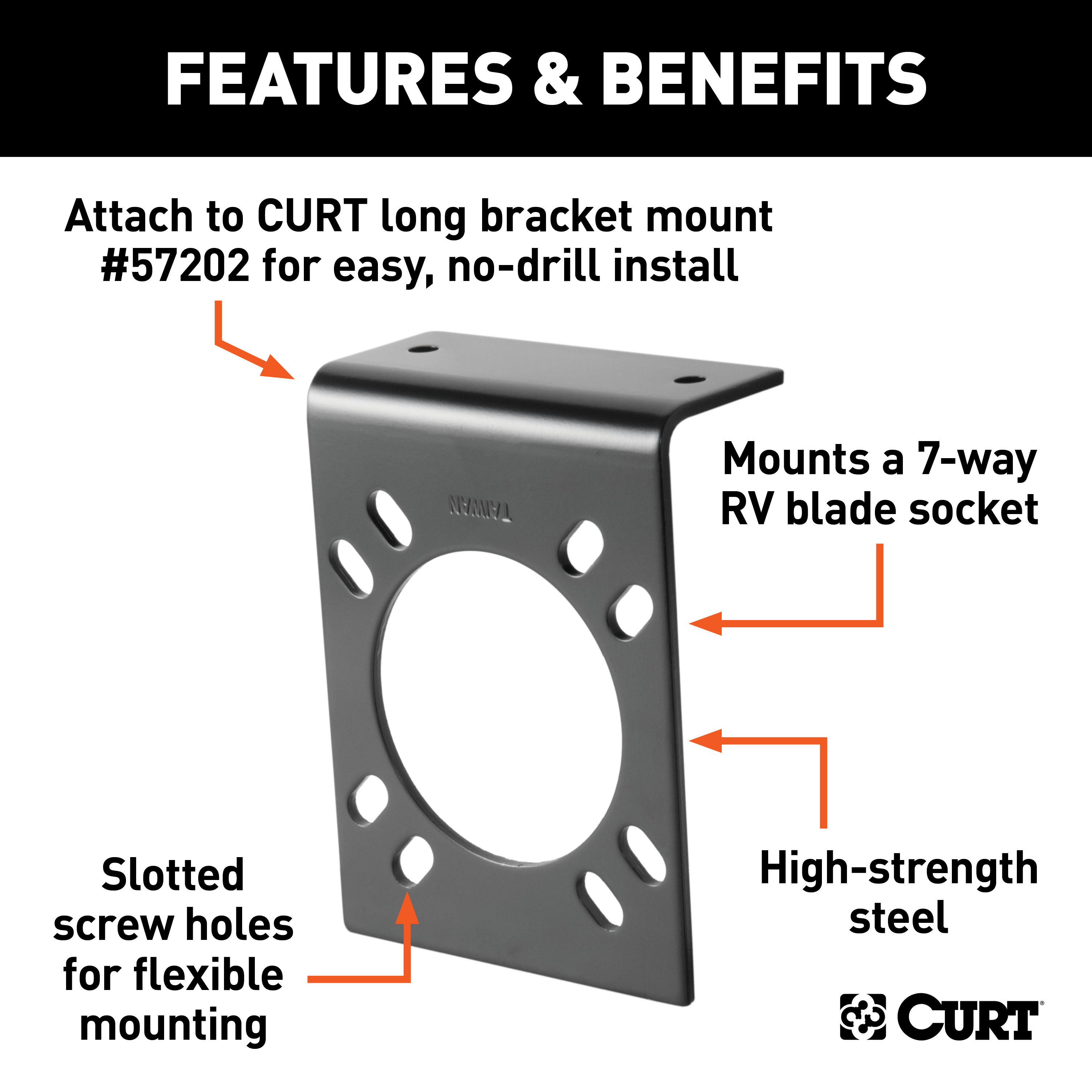 CURT Connector Mounting Bracket for 7-Way RV Blade (Packaged) Trailer Wire Connector Mounting Bracket thumbnail 1