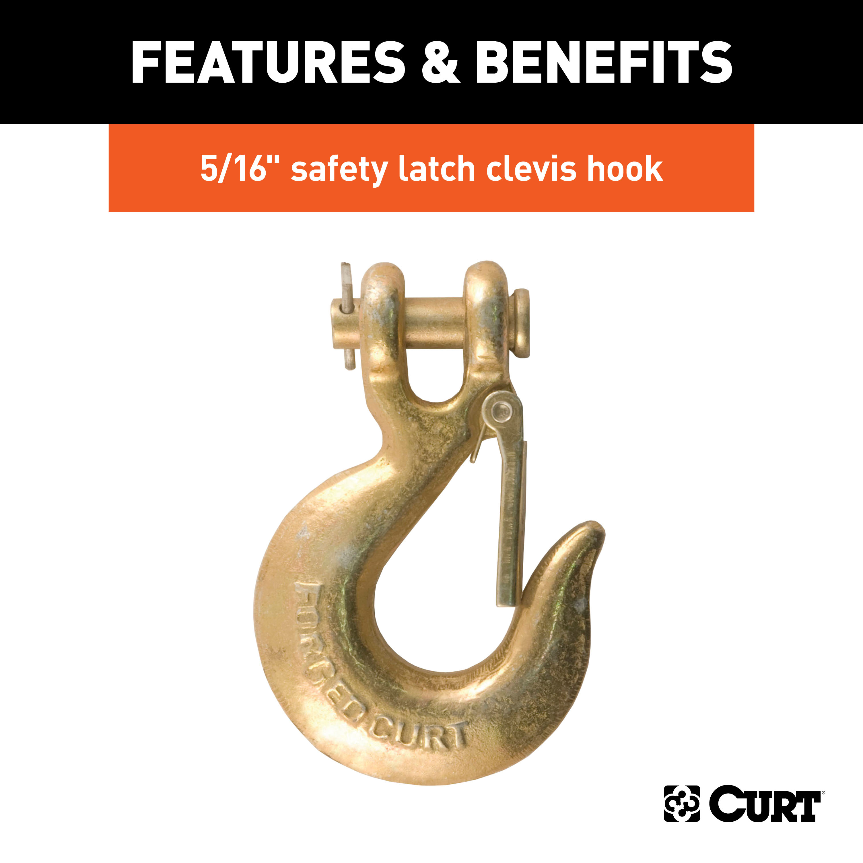 CURT 35" Safety Chain with 1 Clevis Hook (18,800 lbs, Yellow Zinc) Trailer Hitch thumbnail 5