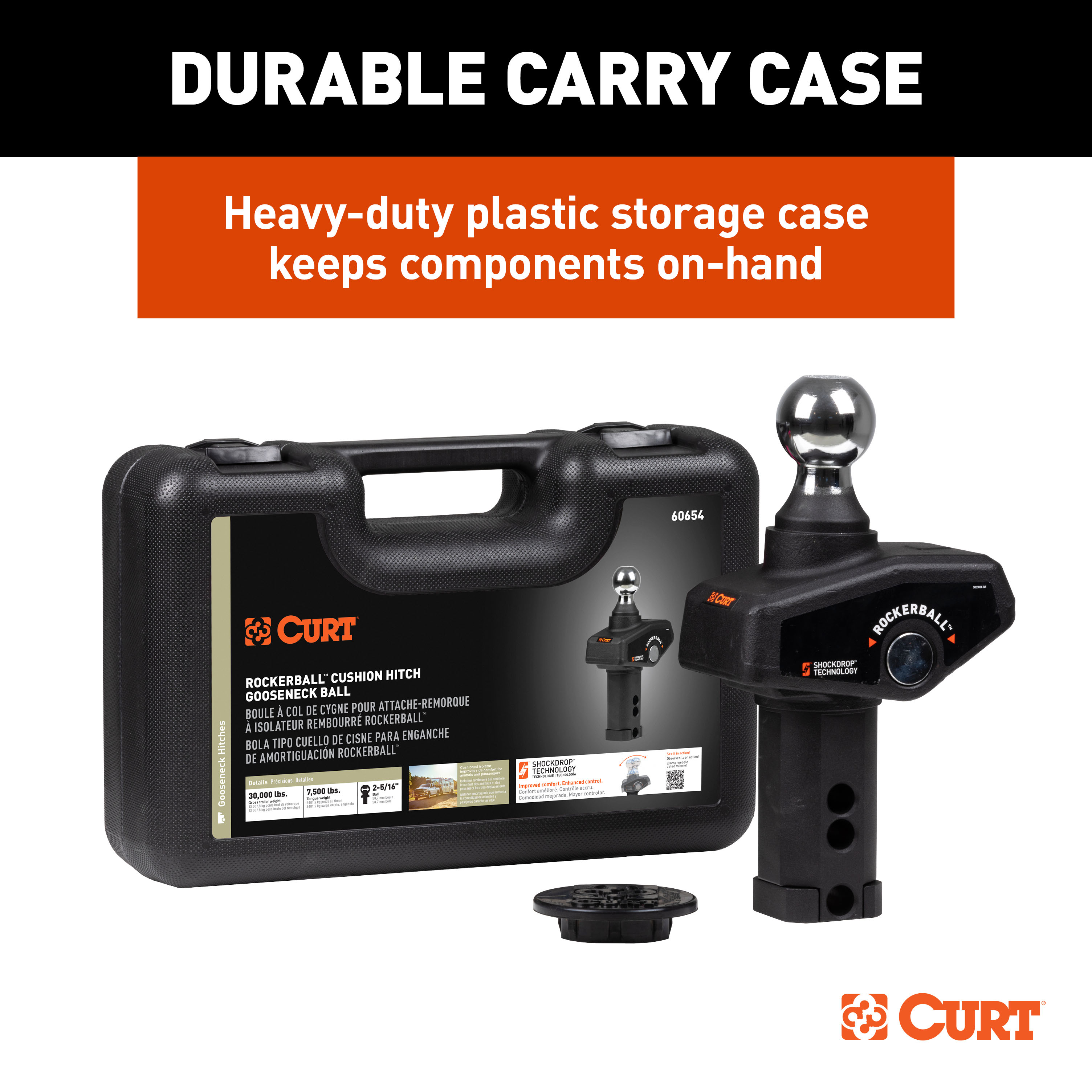 CURT RockerBall 2-5/16" Cushion Hitch Gooseneck Ball Trailer Hitch Ball thumbnail 8