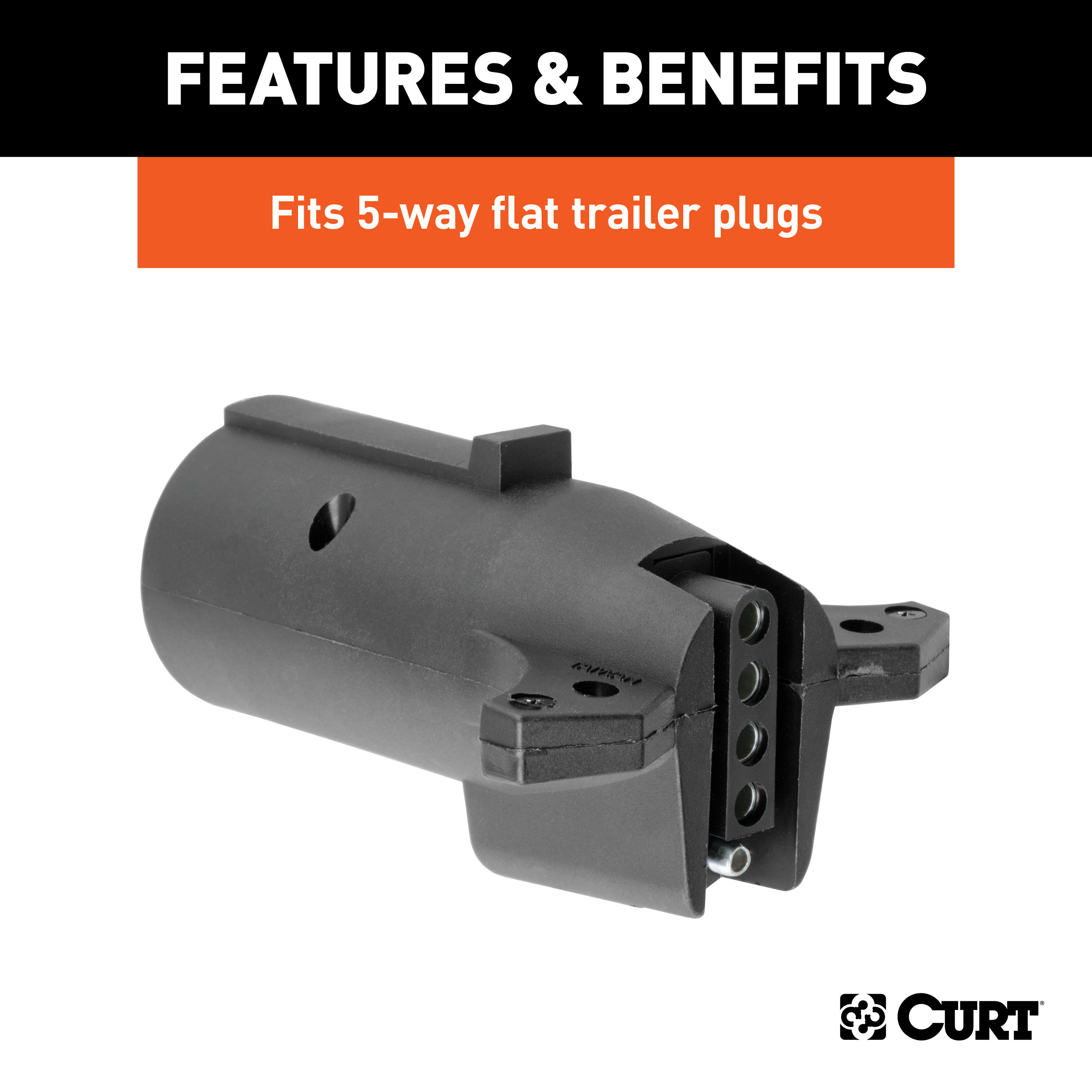 CURT Electrical Adapter (7-Way RV Blade Vehicle to 5-Way Flat Trailer) Trailer Wiring Adapter Connector thumbnail 3