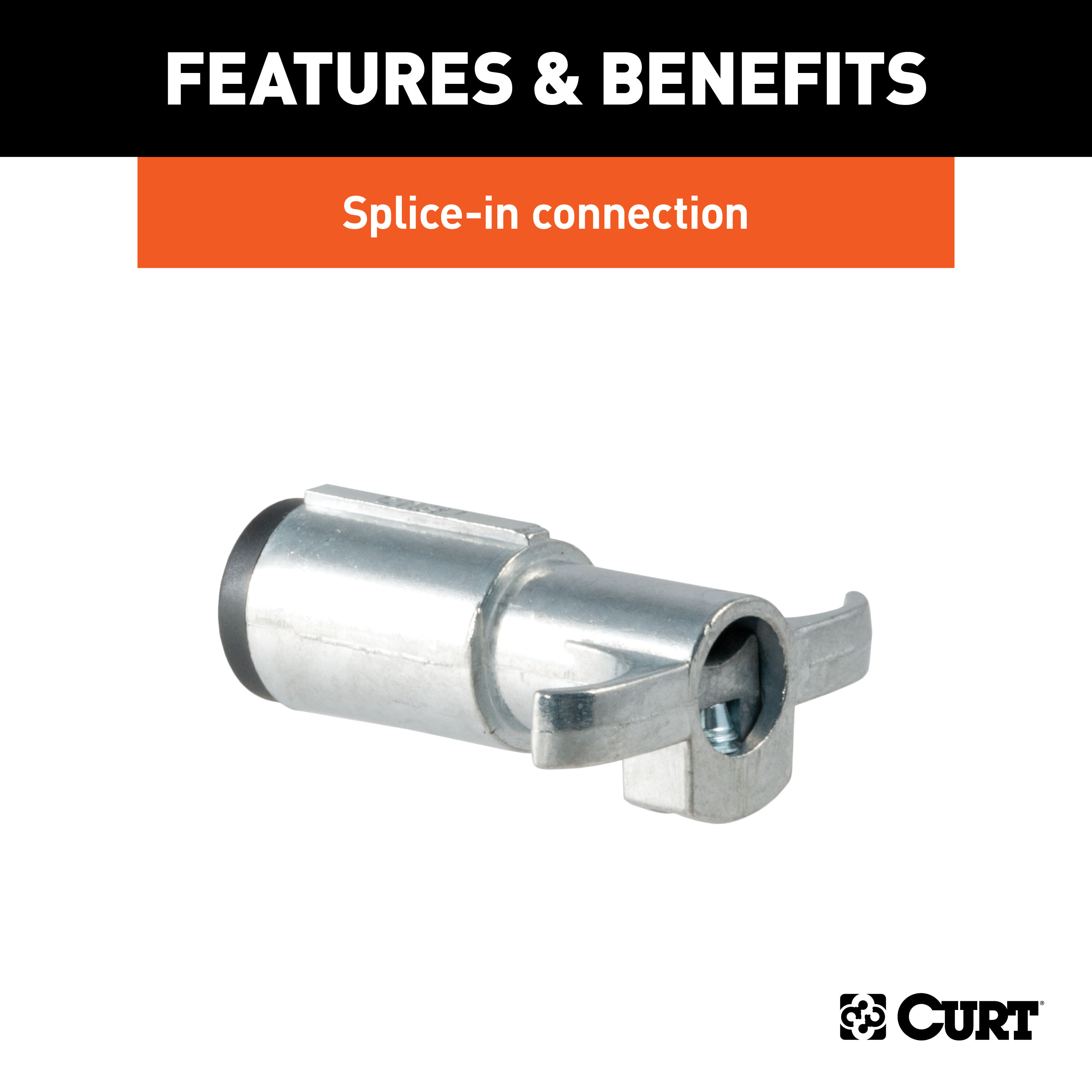 CURT 6-Way Round Connector Plug (Trailer Side, Chrome Plastic) Trailer Connector Kit thumbnail 2