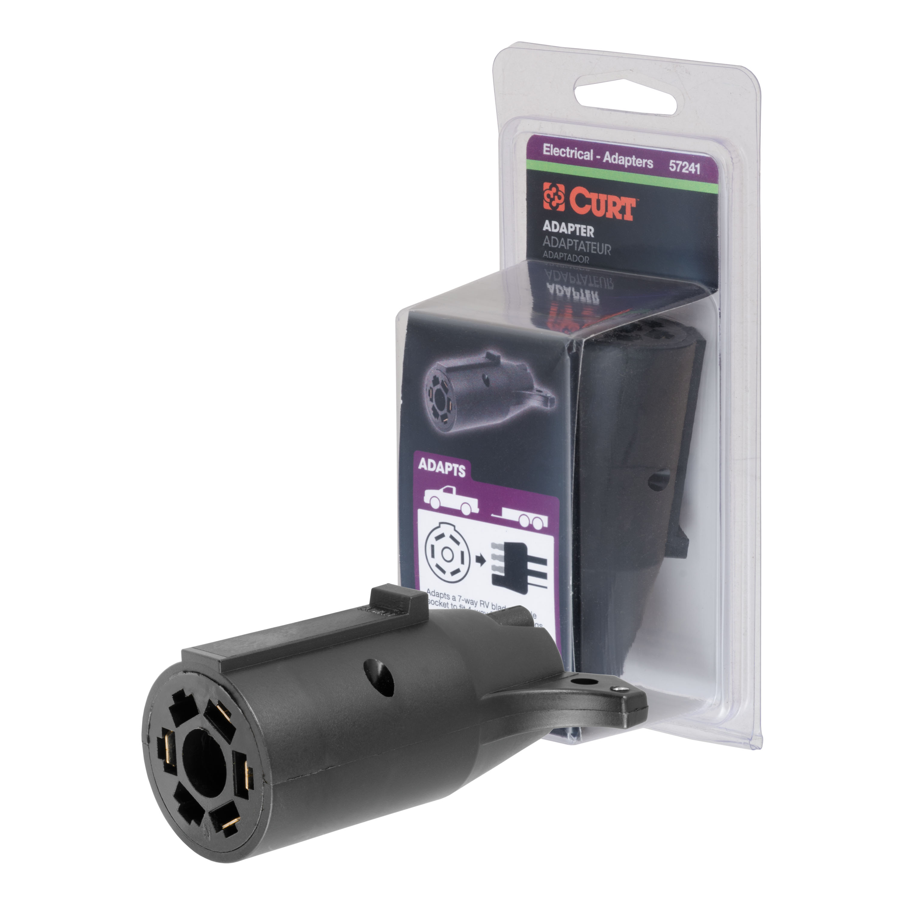 CURT Electrical Adapter (7-Way RV Blade Vehicle to 4-Flat Trailer, Packaged) Trailer Wiring Adapter Connector thumbnail 0