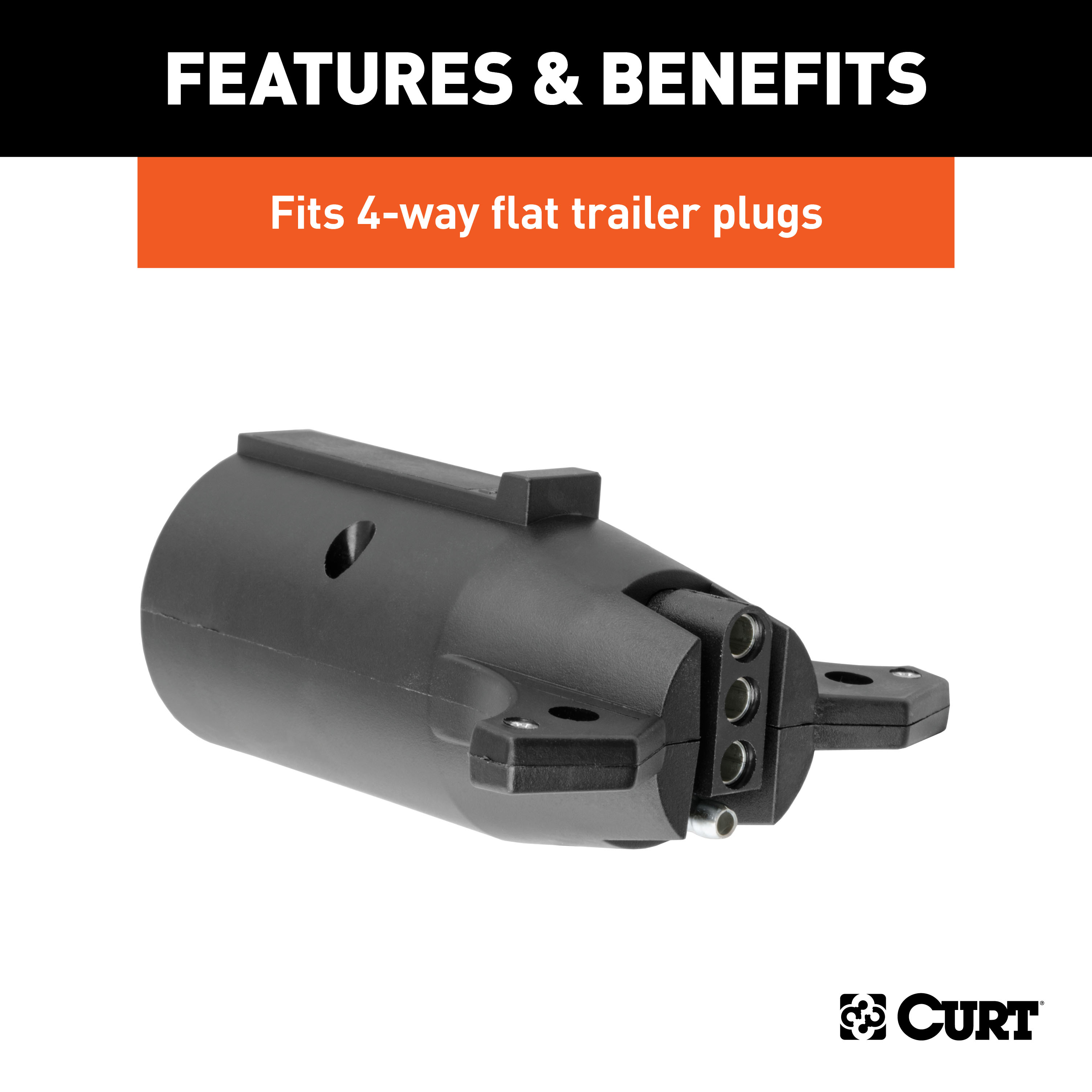 CURT Electrical Adapter (7-Way RV Blade Vehicle to 4-Flat Trailer, Packaged) Trailer Wiring Adapter Connector thumbnail 3