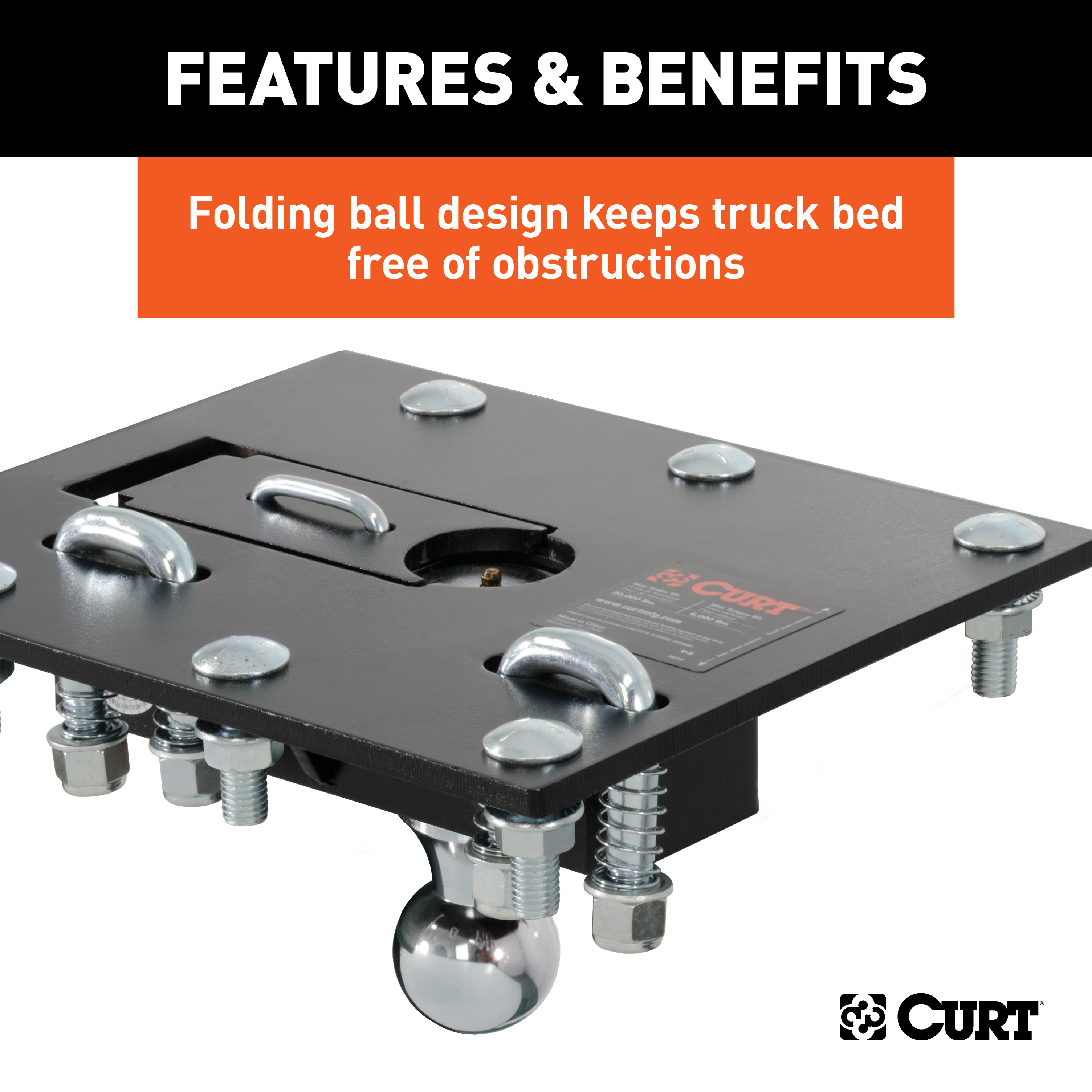 CURT Over-Bed Folding Ball Gooseneck Hitch Gooseneck Trailer Hitch thumbnail 2