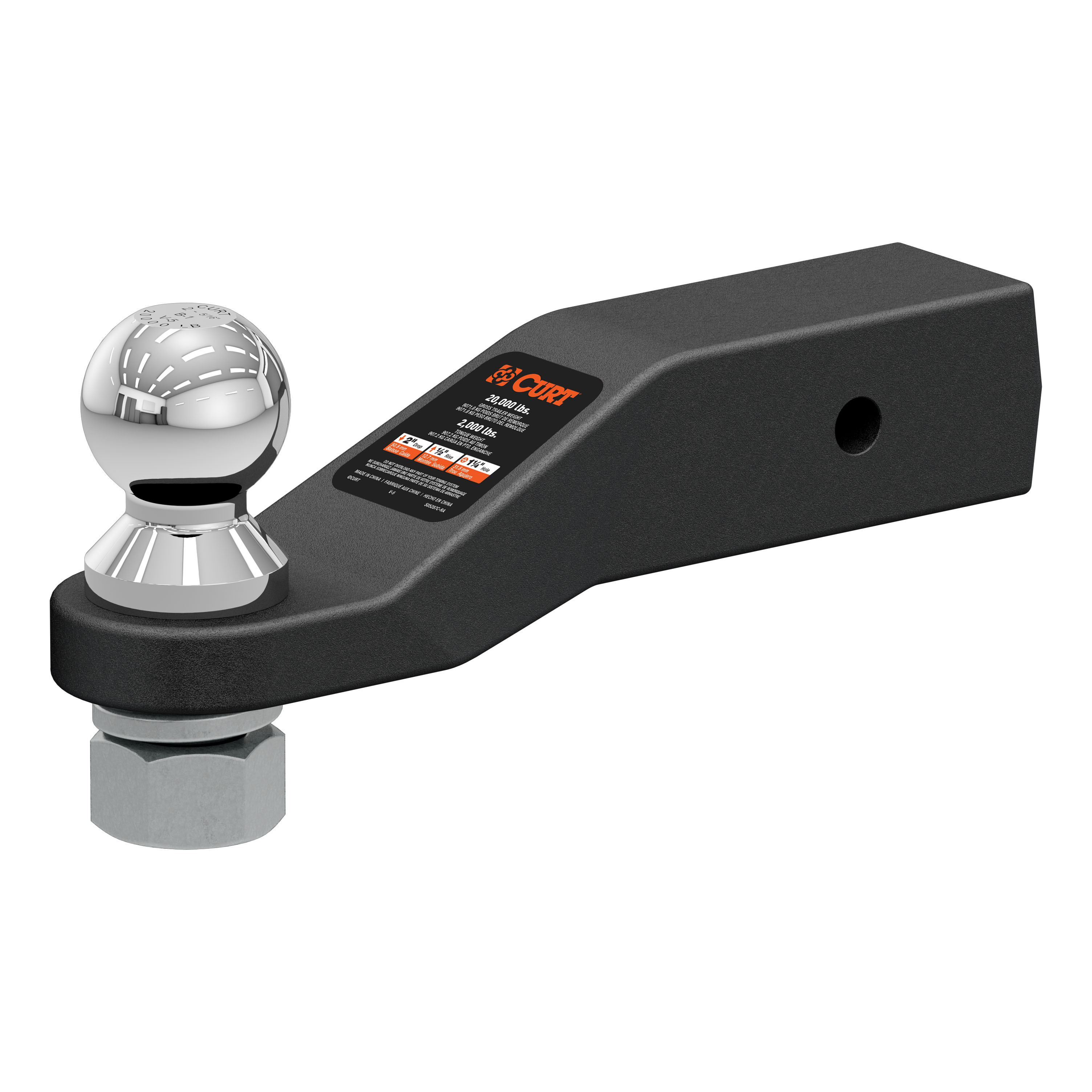 CURT Loaded Forged Ball Mount with 2-5/16" Ball (2-1/2" Shank, 20,000 lbss, 2" Drop) Trailer Hitch Ball Mount thumbnail 0