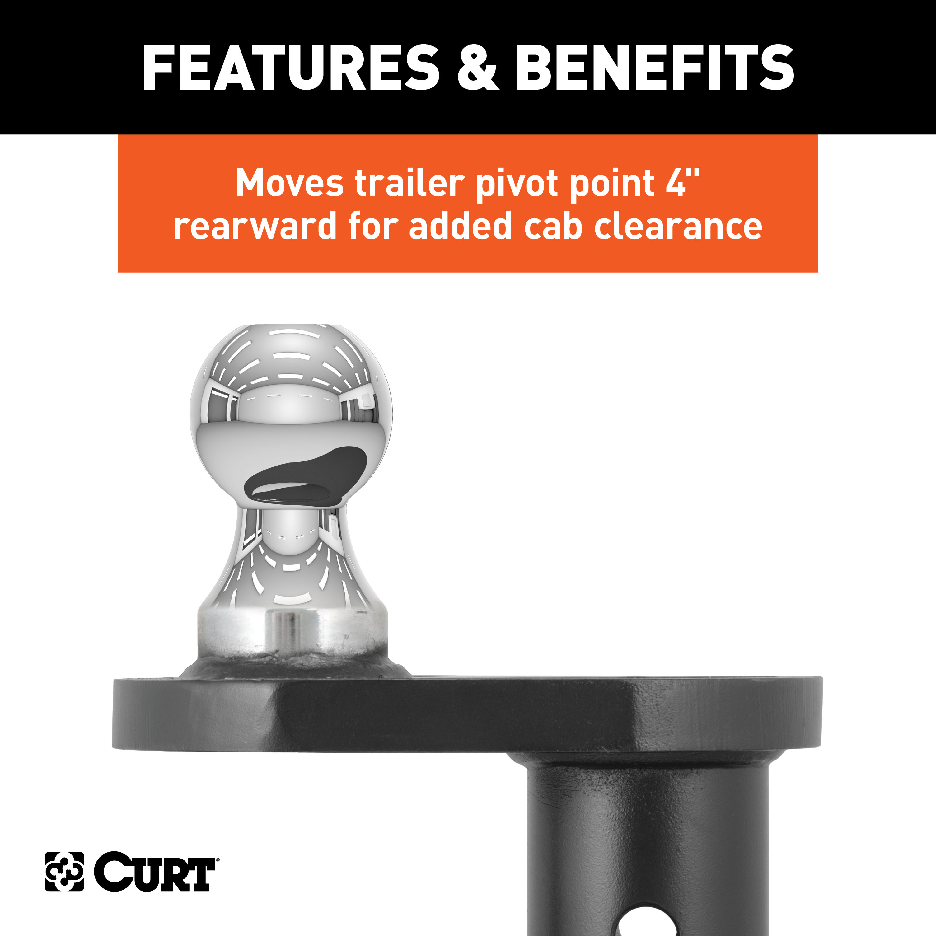 CURT Double Lock 2-5/16" Offset Gooseneck Ball (4" Rearward Offset) Gooseneck Trailer Hitch Ball thumbnail 2