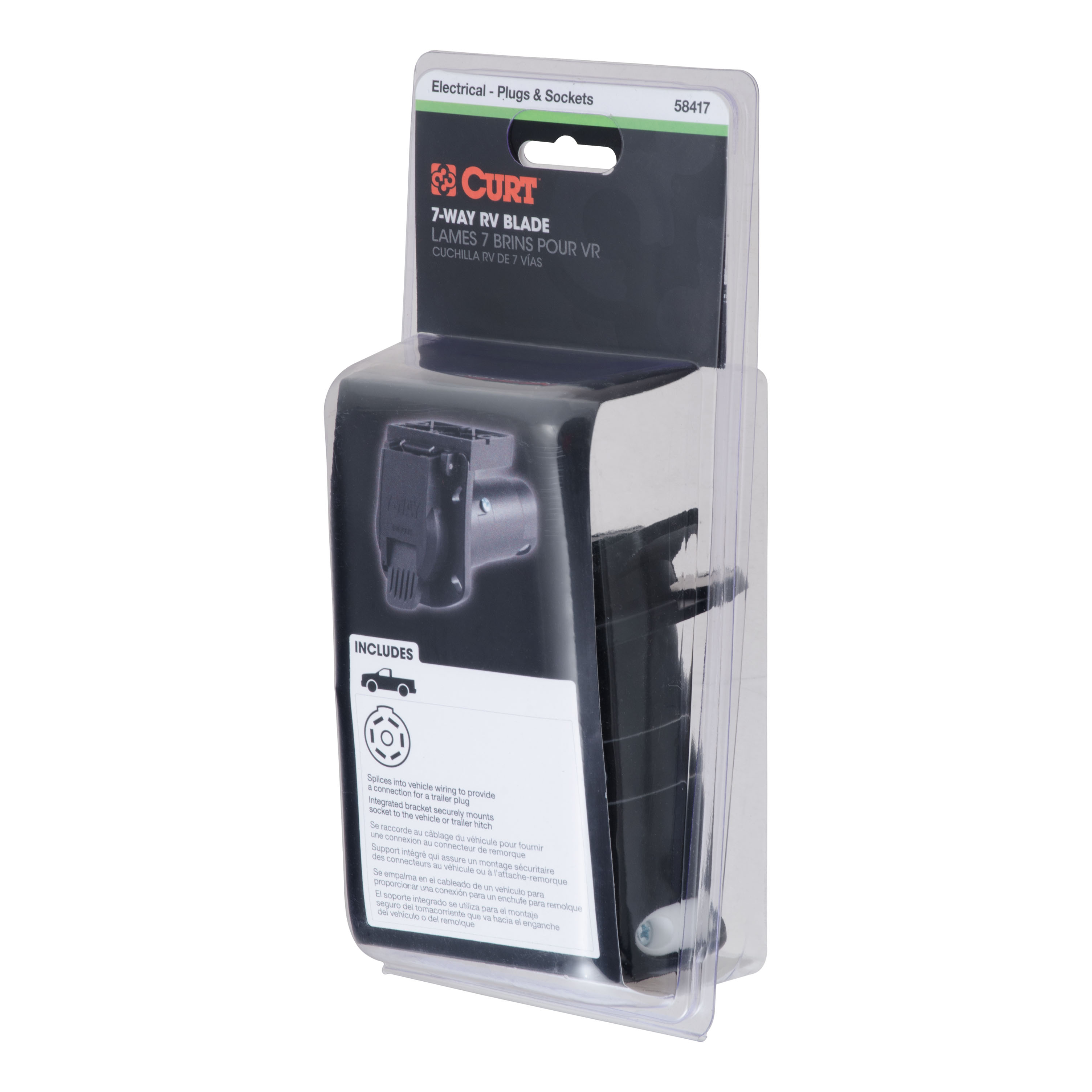 CURT 7-Way RV Blade Connector Socket with Integrated Bracket (Vehicle Side, Packaged) Trailer Connector Kit thumbnail 4