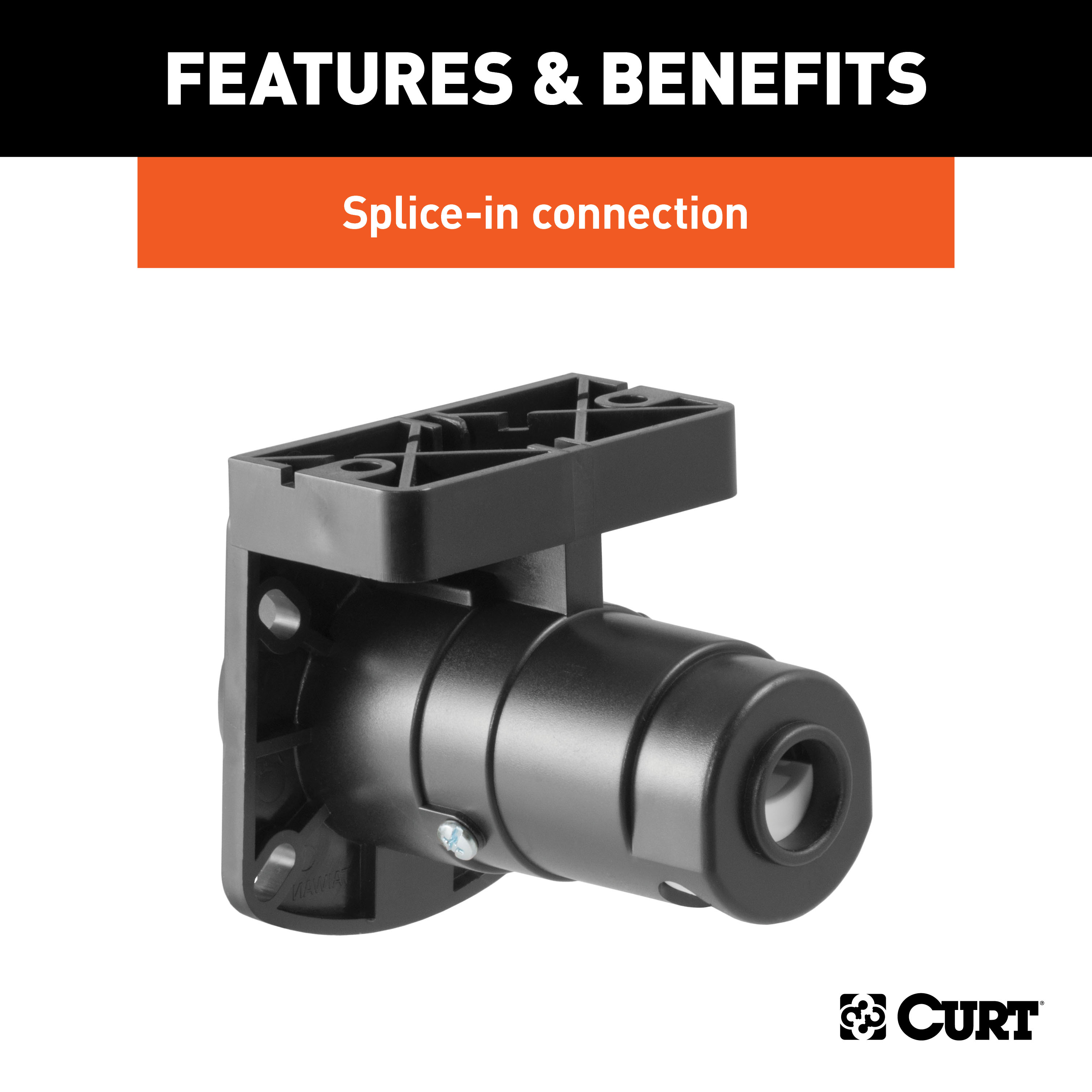 CURT 7-Way RV Blade Connector Socket with Integrated Bracket (Vehicle Side, Packaged) Trailer Connector Kit thumbnail 2