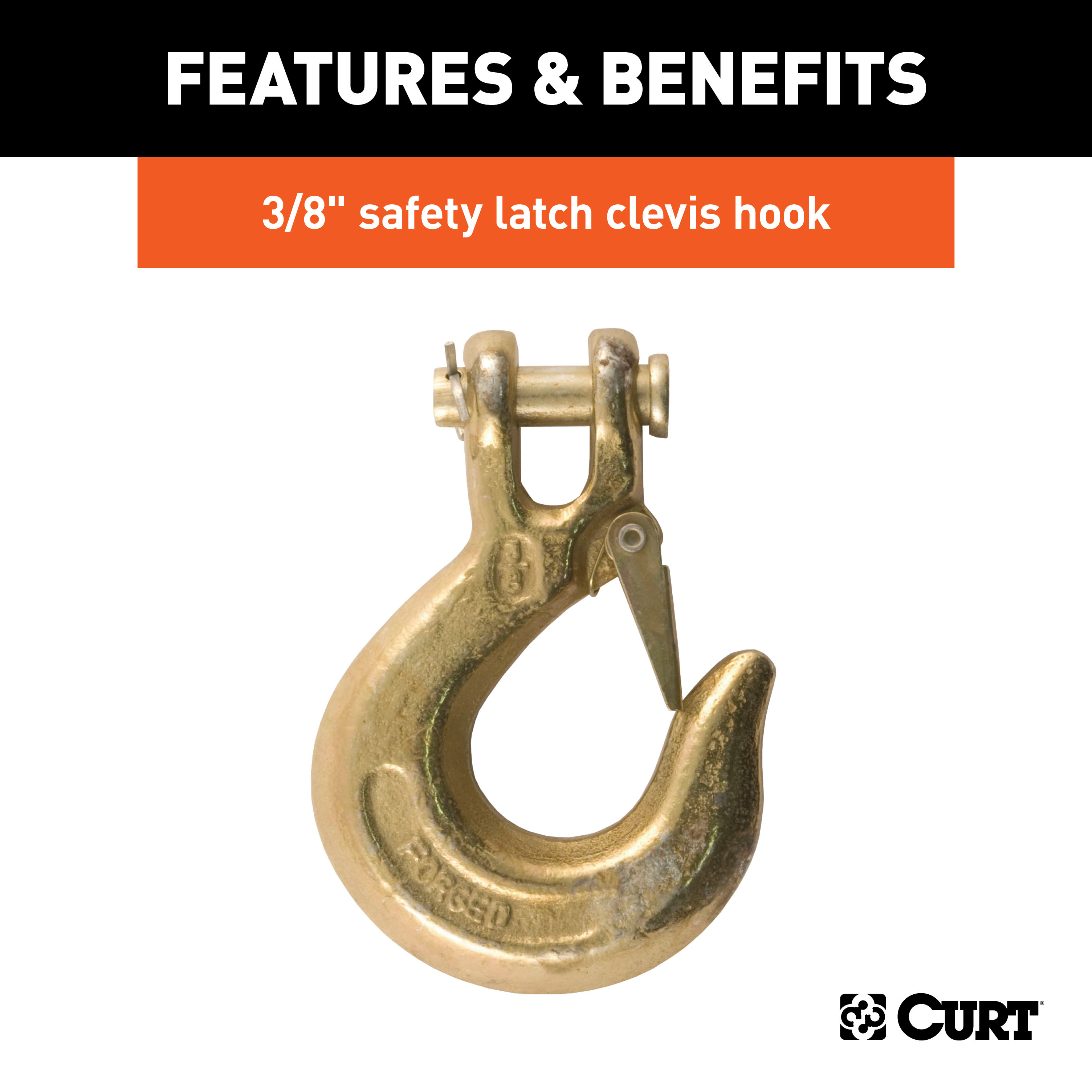 CURT 35" Safety Chain with 1 Clevis Hook (16,200 lbs, Yellow Zinc) Trailer Hitch thumbnail 5