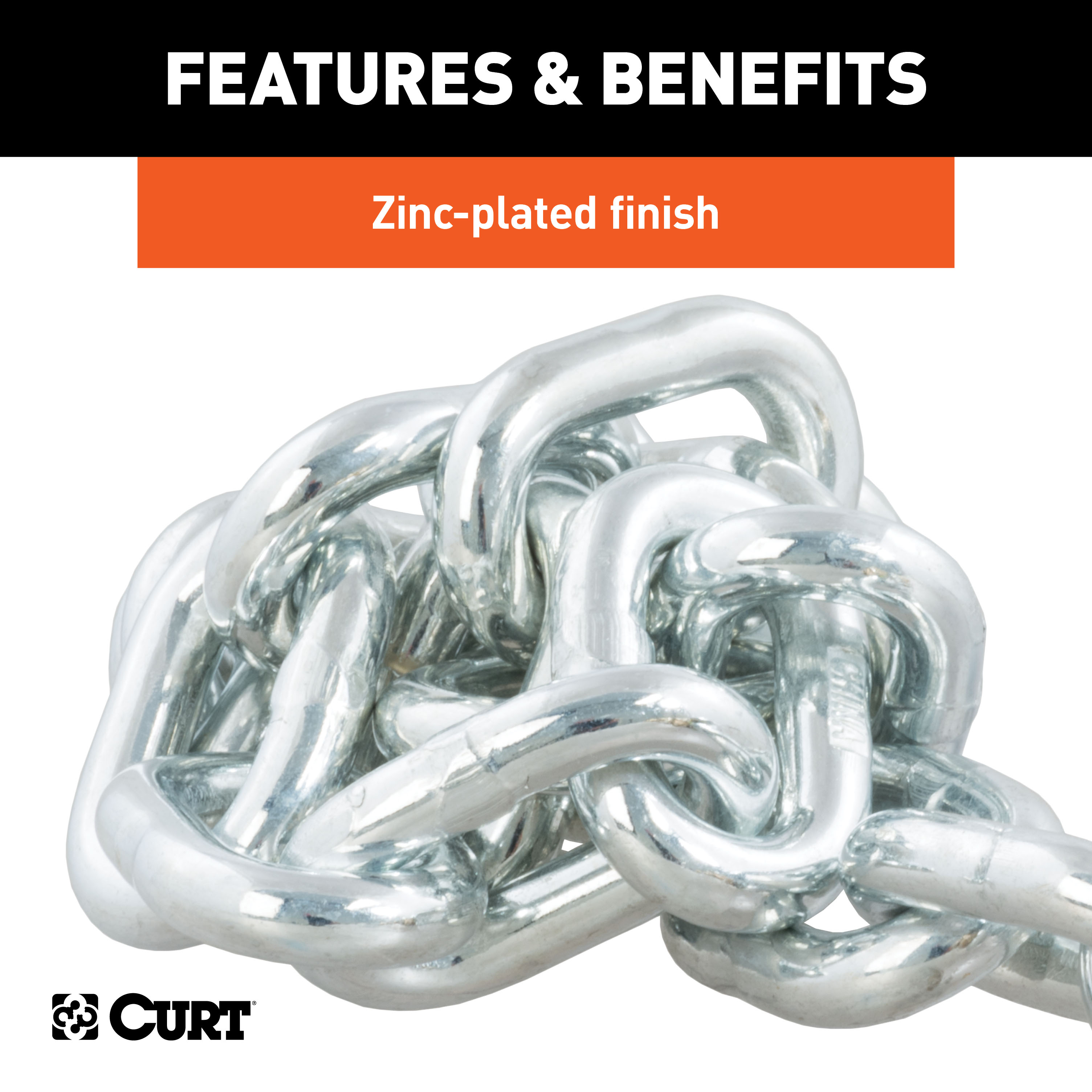 CURT 35" Safety Chain with 1 Clevis Hook (16,200 lbs, Yellow Zinc) Trailer Hitch thumbnail 7