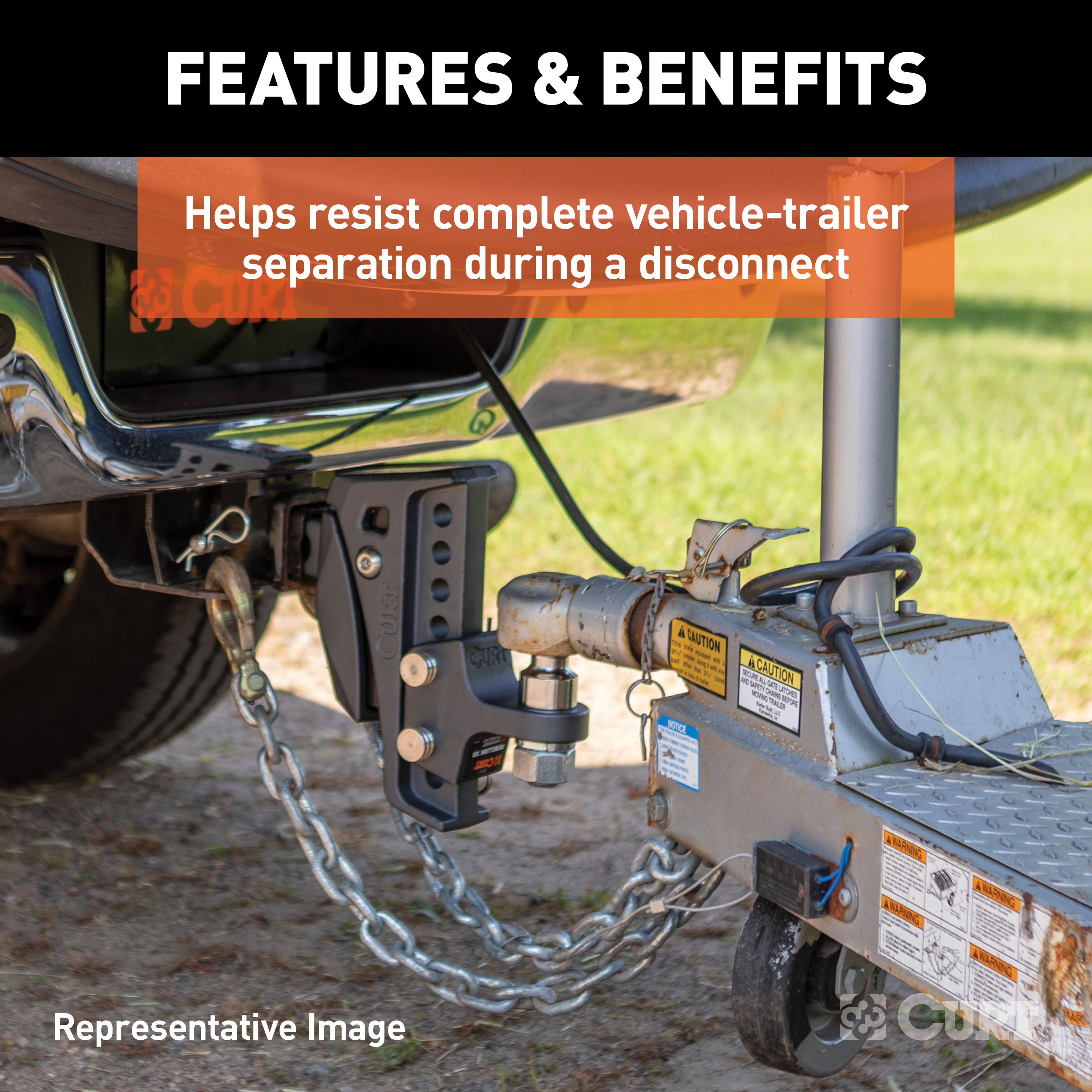 CURT 35" Safety Chain with 1 Clevis Hook (16,200 lbs, Yellow Zinc) Trailer Hitch thumbnail 4
