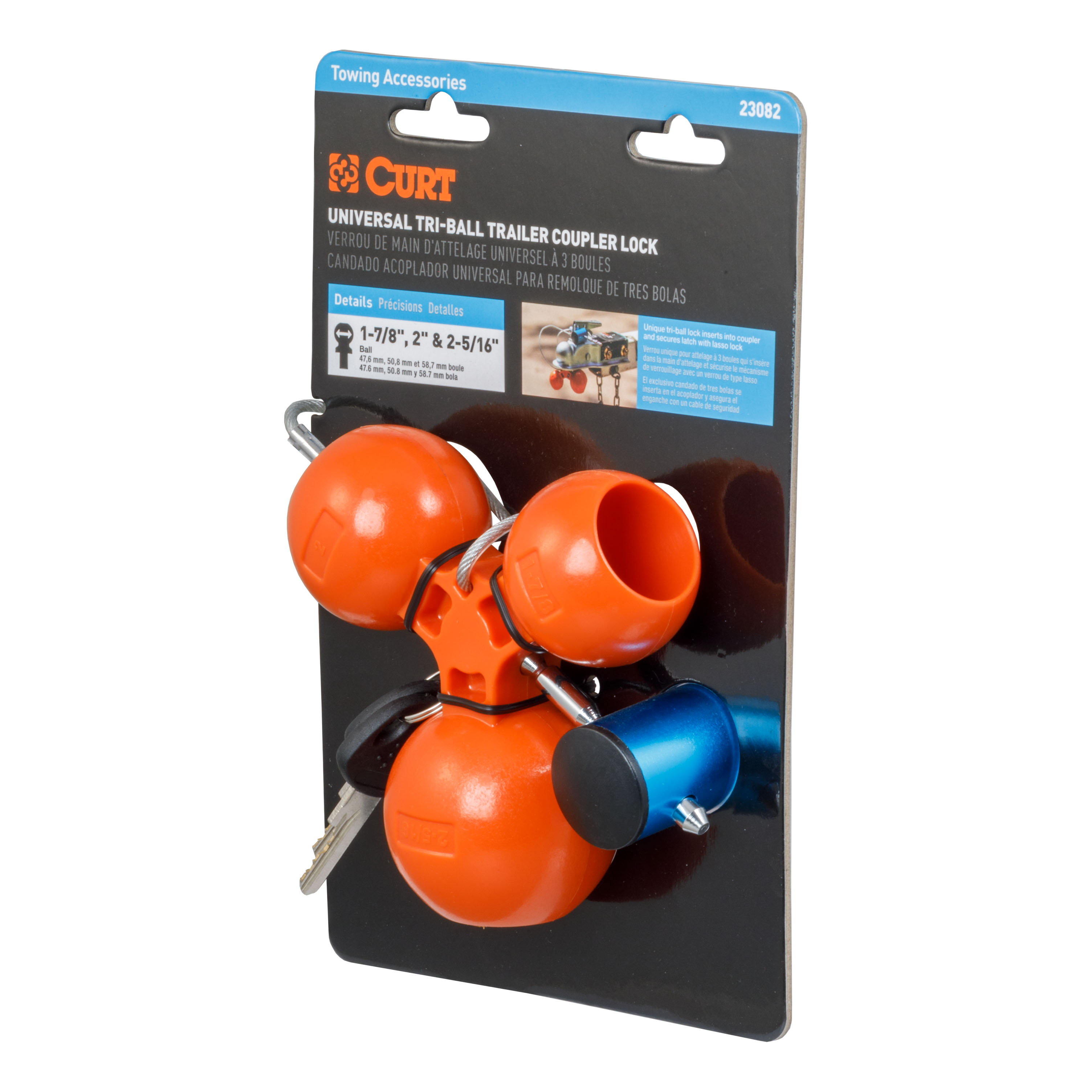CURT Universal Tri-Ball Trailer Coupler Lock, Fits 1-7/8", 2", 2-5/16" Trailer Hitch Coupler Lock thumbnail 7