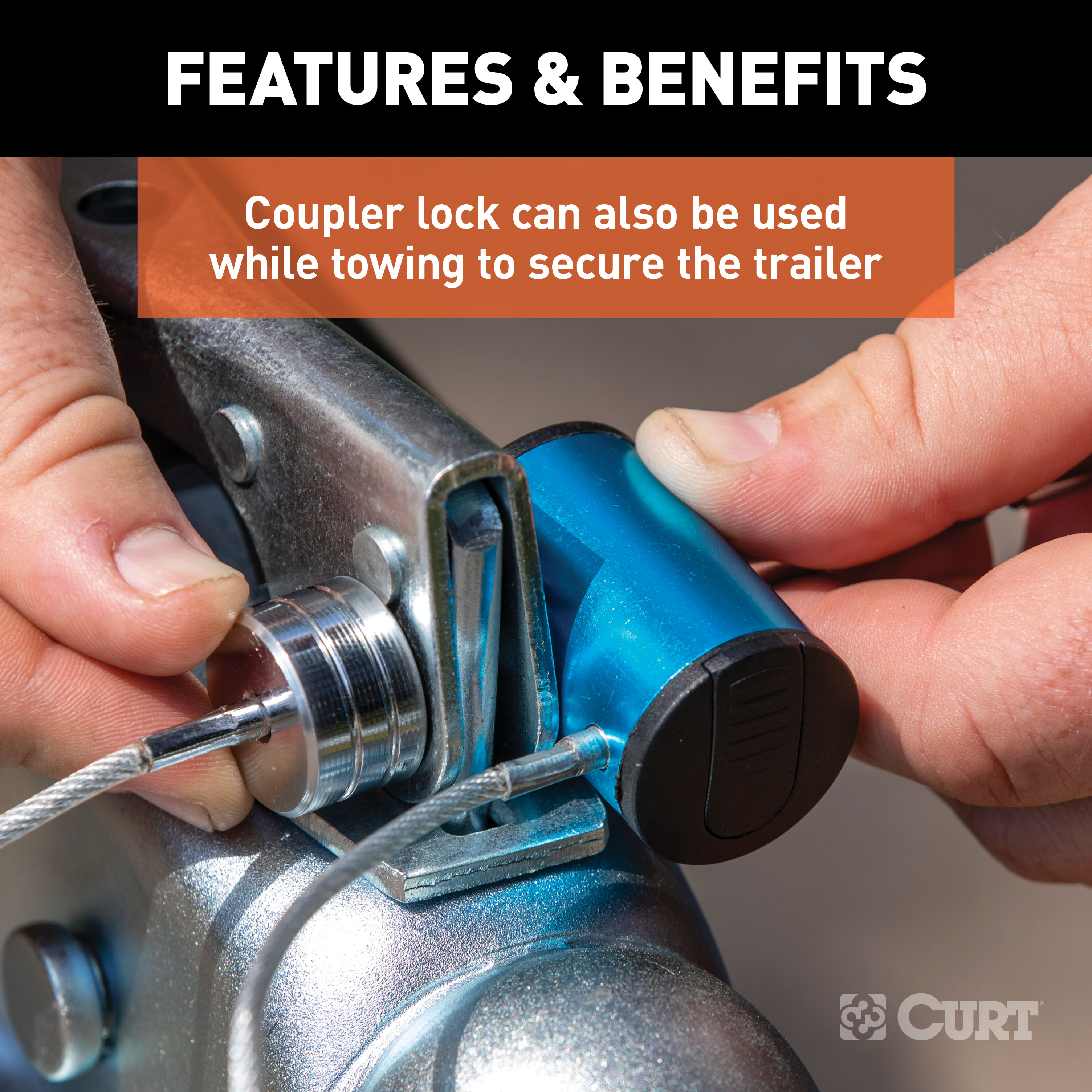 CURT Universal Tri-Ball Trailer Coupler Lock, Fits 1-7/8", 2", 2-5/16" Trailer Hitch Coupler Lock thumbnail 5