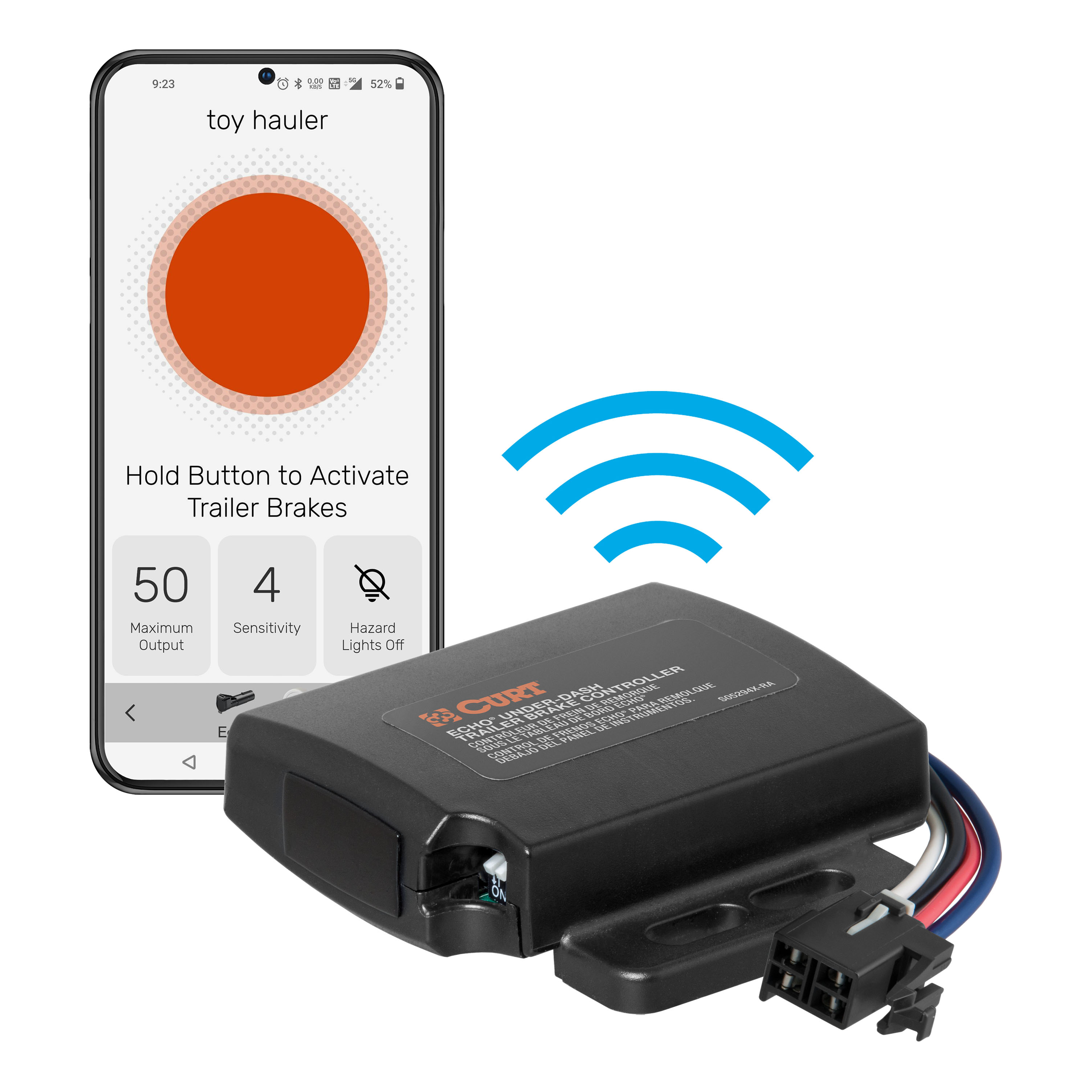 CURT Echo Hidden Under-Dash Trailer Brake Controller – Bluetooth, App Controlled, Plug & Play, 1-4 Axles thumbnail 1