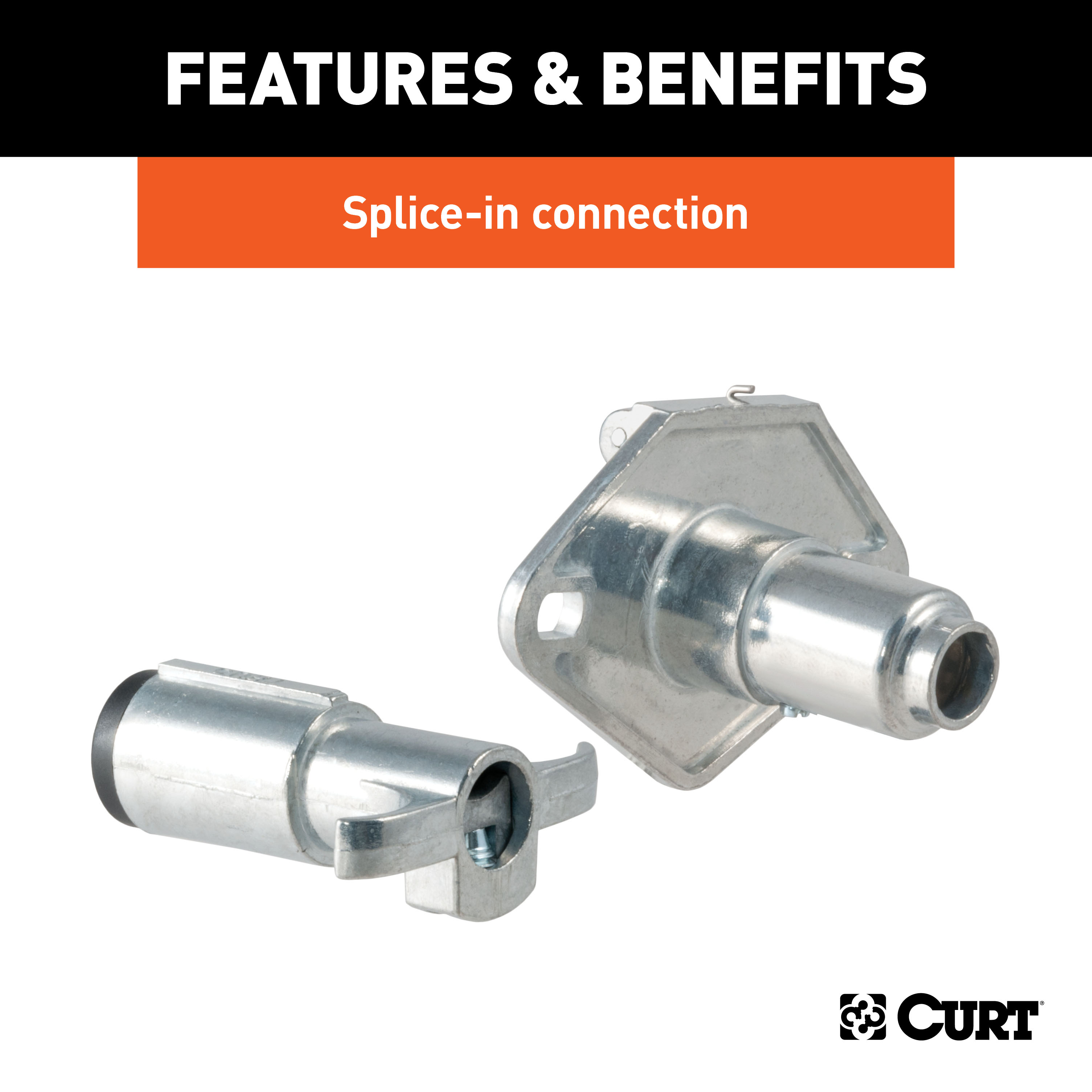 CURT 4-Way Round Connector Plug & Socket (Packaged) Trailer Connector Kit thumbnail 2