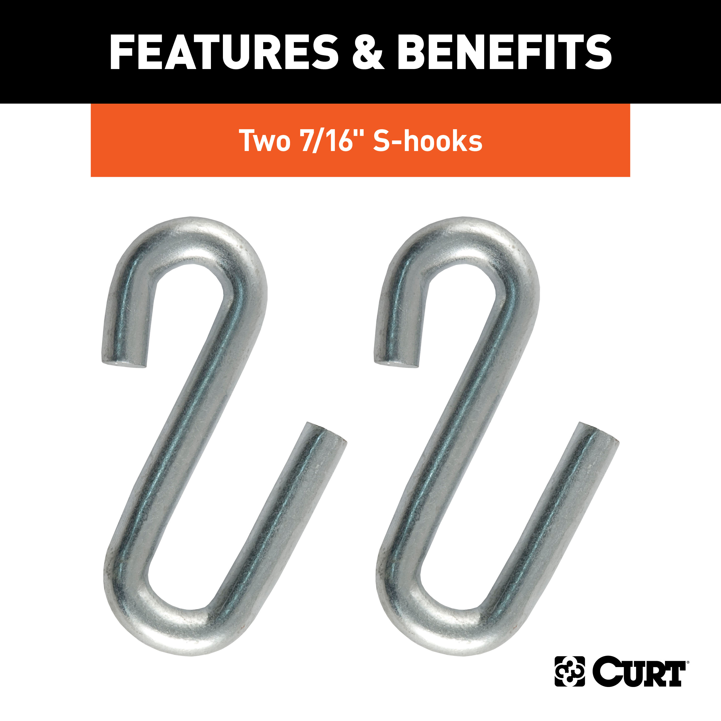 CURT 48" Safety Chain with 2 S-Hooks (5,000 lbs, Clear Zinc, Packaged) Trailer Hitch thumbnail 5