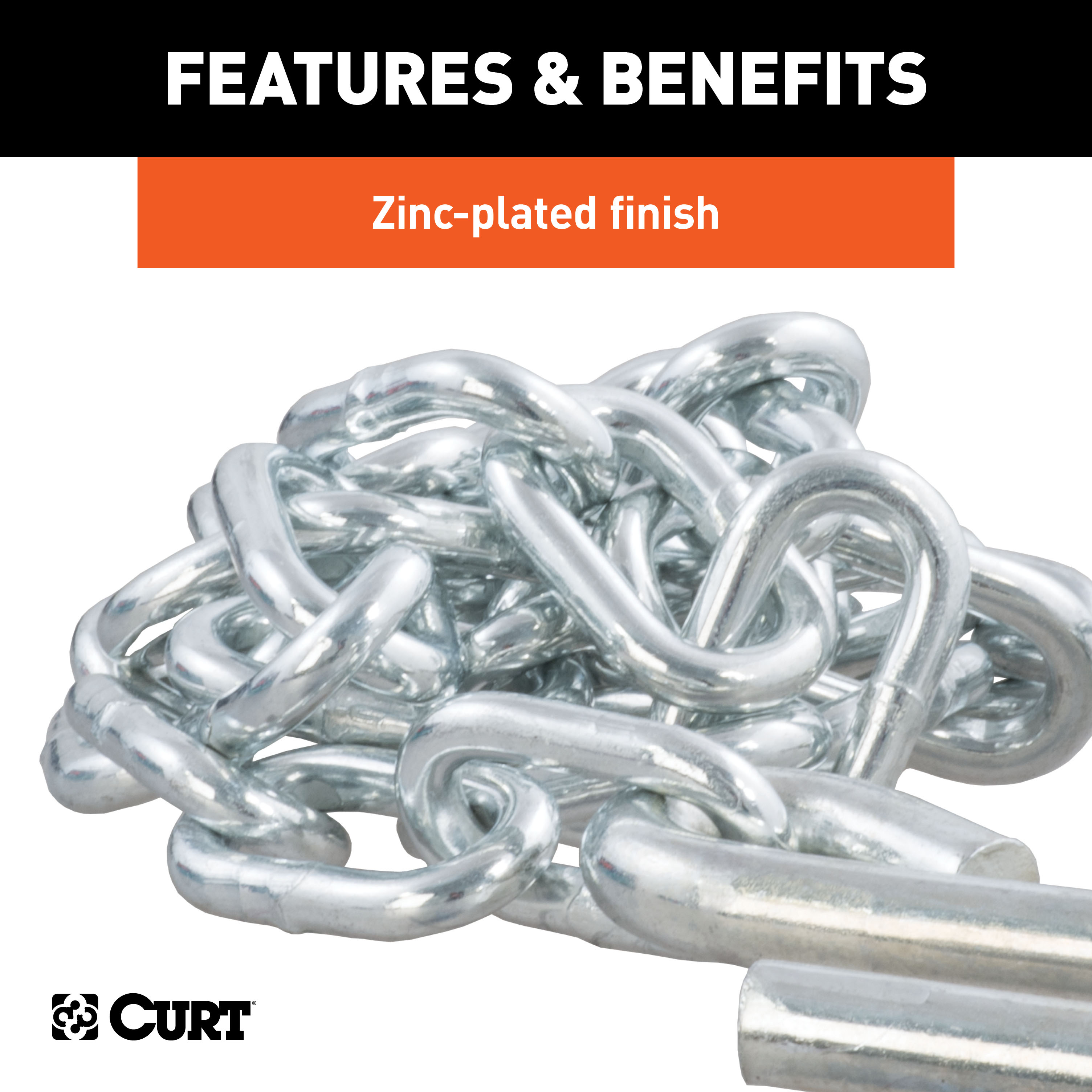 CURT 48" Safety Chain with 2 S-Hooks (5,000 lbs, Clear Zinc, Packaged) Trailer Hitch thumbnail 7