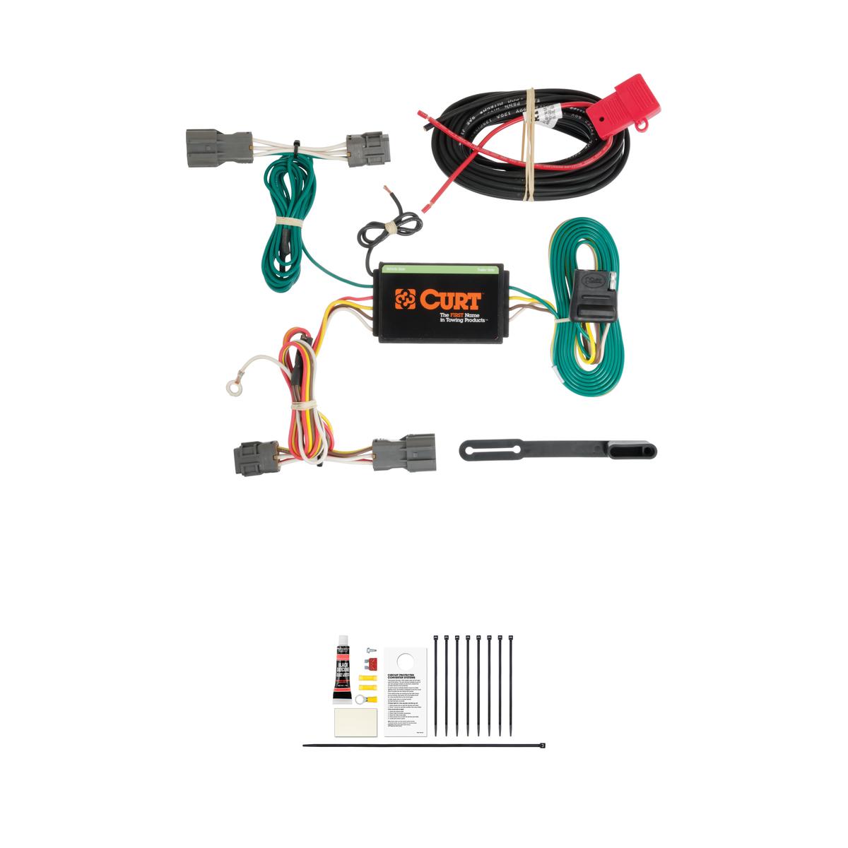 CURT Custom Wiring, 4-Way Flat Output, Select Kia Borrego, Hyundai Santa Fe, Sport Trailer Connector Kit thumbnail 0