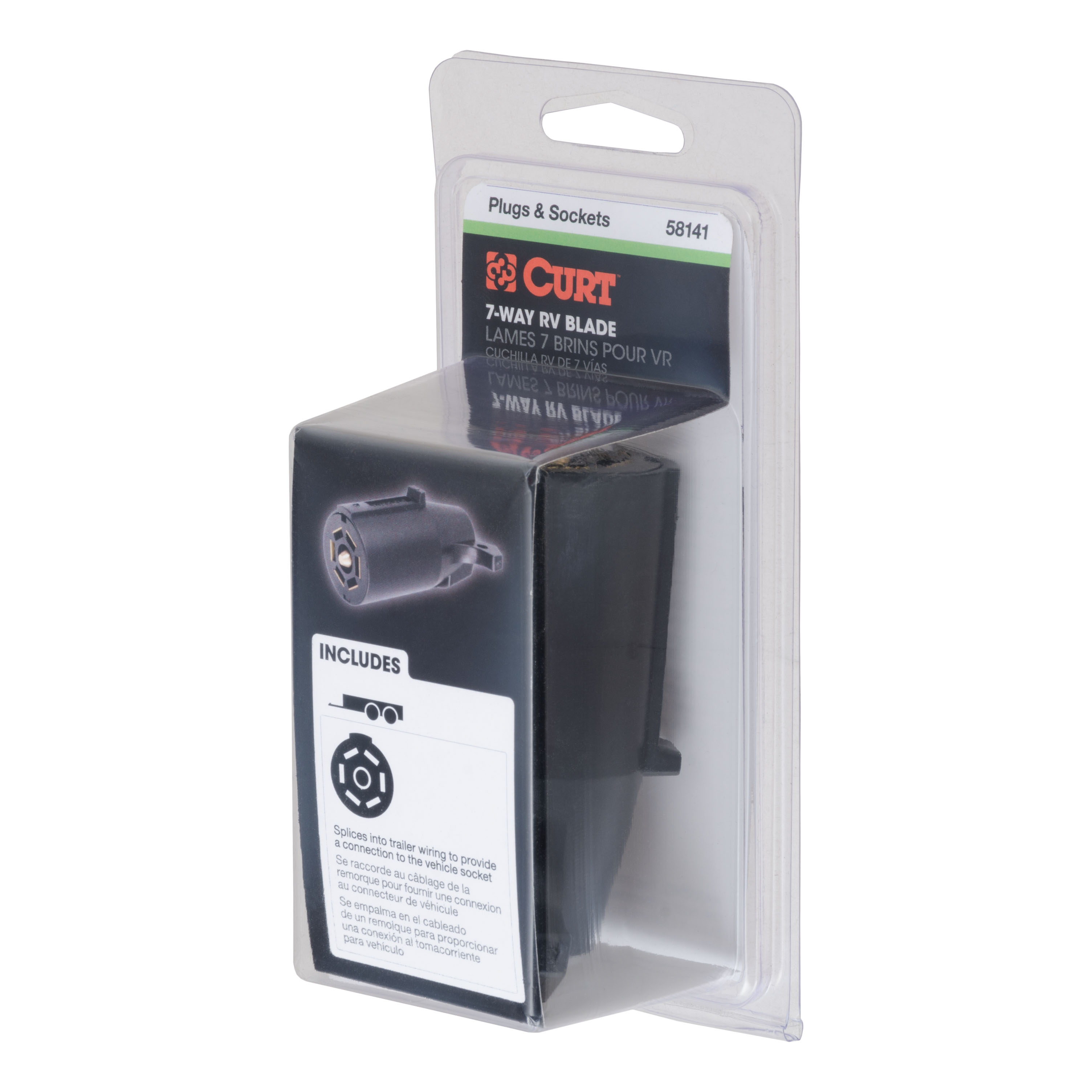 CURT 7-Way RV Blade Connector Plug (Trailer Side, Black Plastic, Packaged) Trailer Connector Kit thumbnail 4