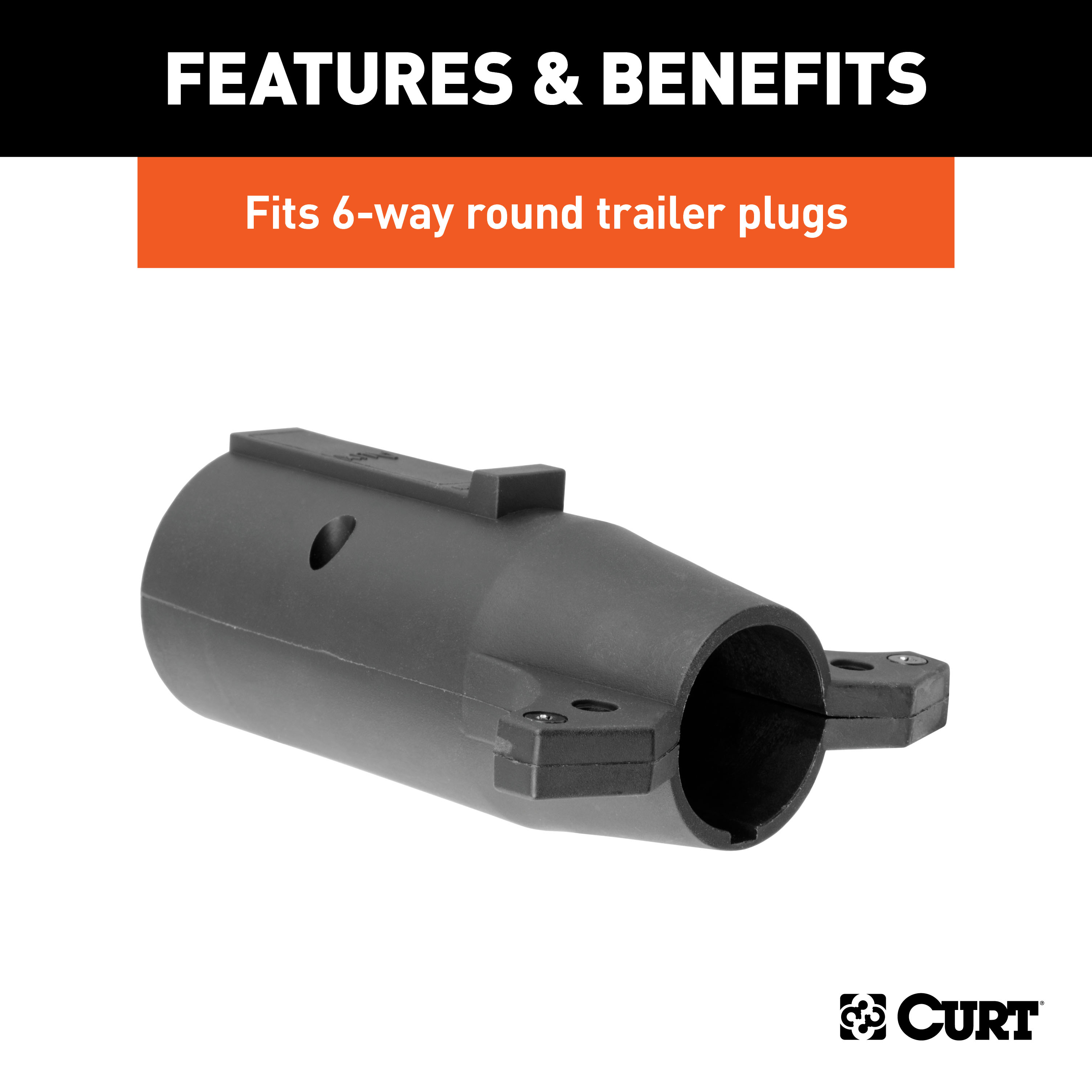 CURT Adapter (7-Way RV Blade to 6-Way Round Trailer, Center Pin Auxiliary) Trailer Wiring Adapter Connector thumbnail 3