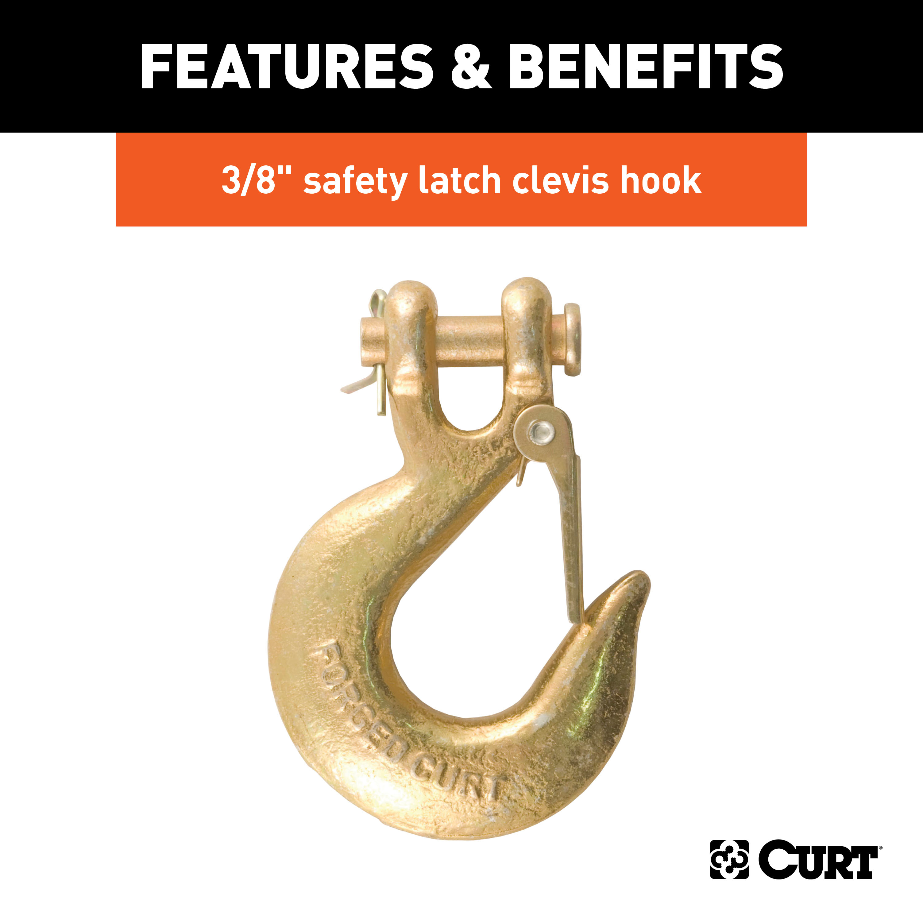 CURT 35" Safety Chain with 1 Clevis Hook (24,000 lbs, Yellow Zinc) Trailer Hitch thumbnail 5