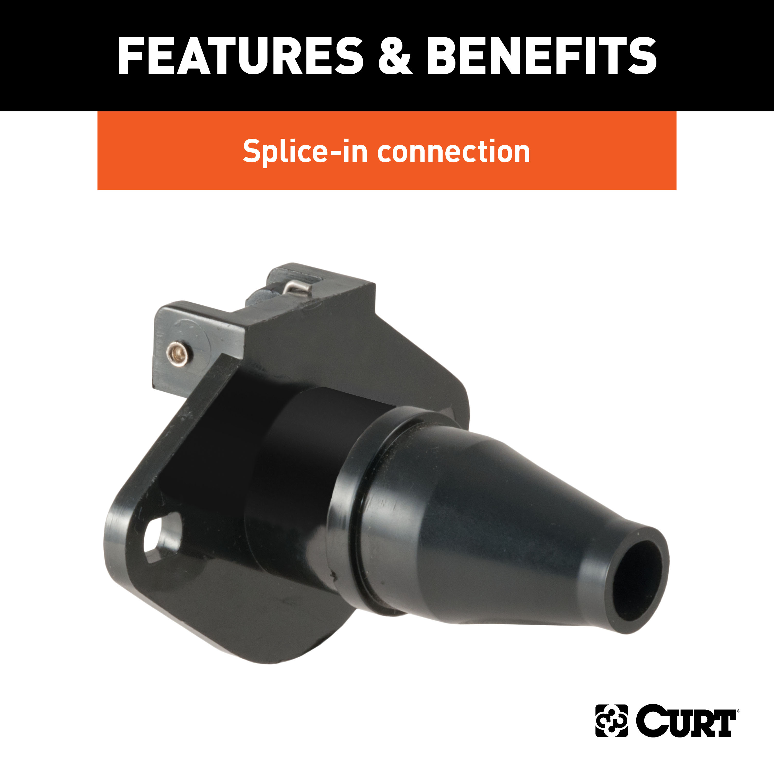CURT 6-Way Round Connector Socket (Vehicle Side, Black Plastic) Trailer Connector Kit thumbnail 3