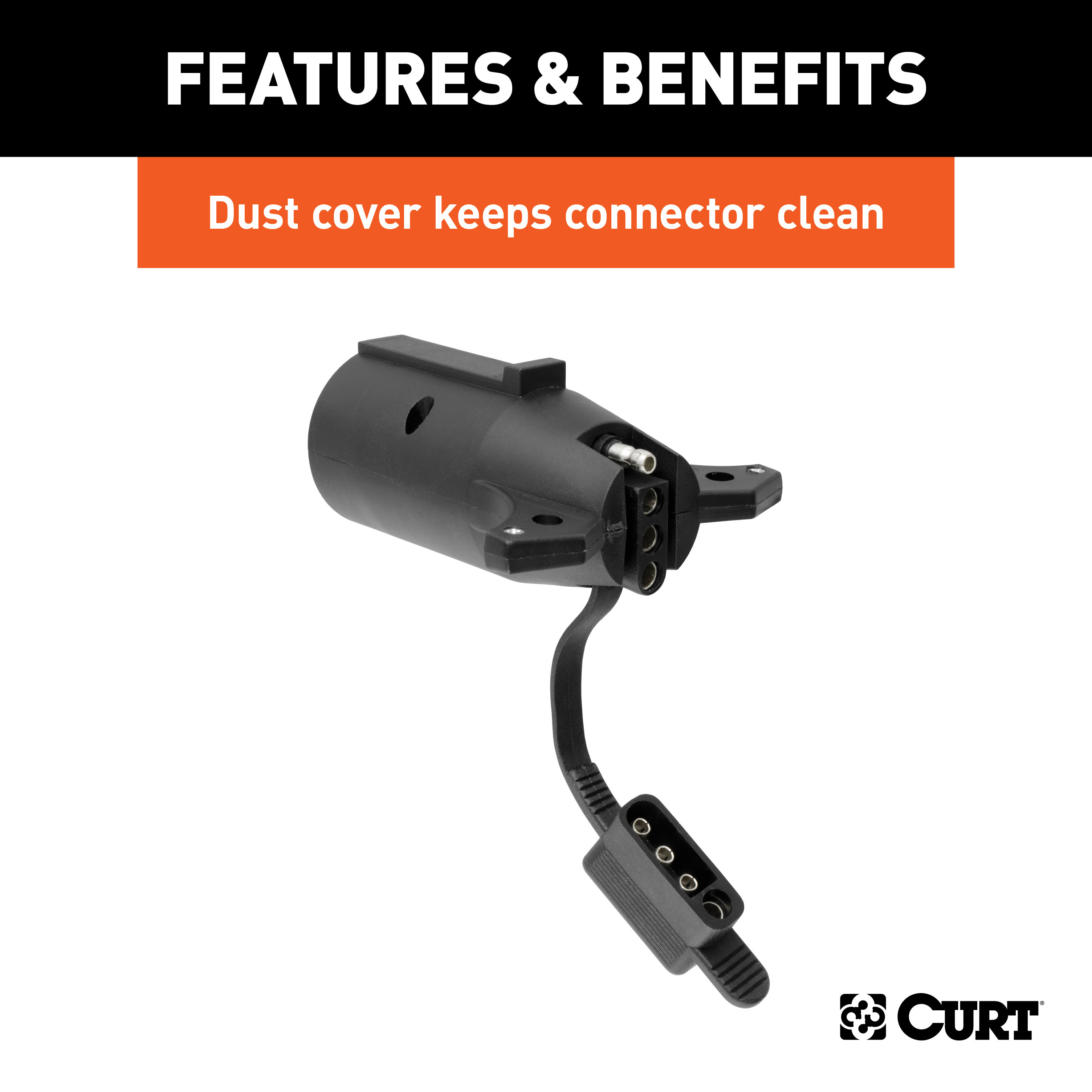 CURT Electrical Adapter with Tester (7-Way RV Blade Vehicle to 4-Way Flat Trailer) Trailer Wiring Adapter Connector thumbnail 4