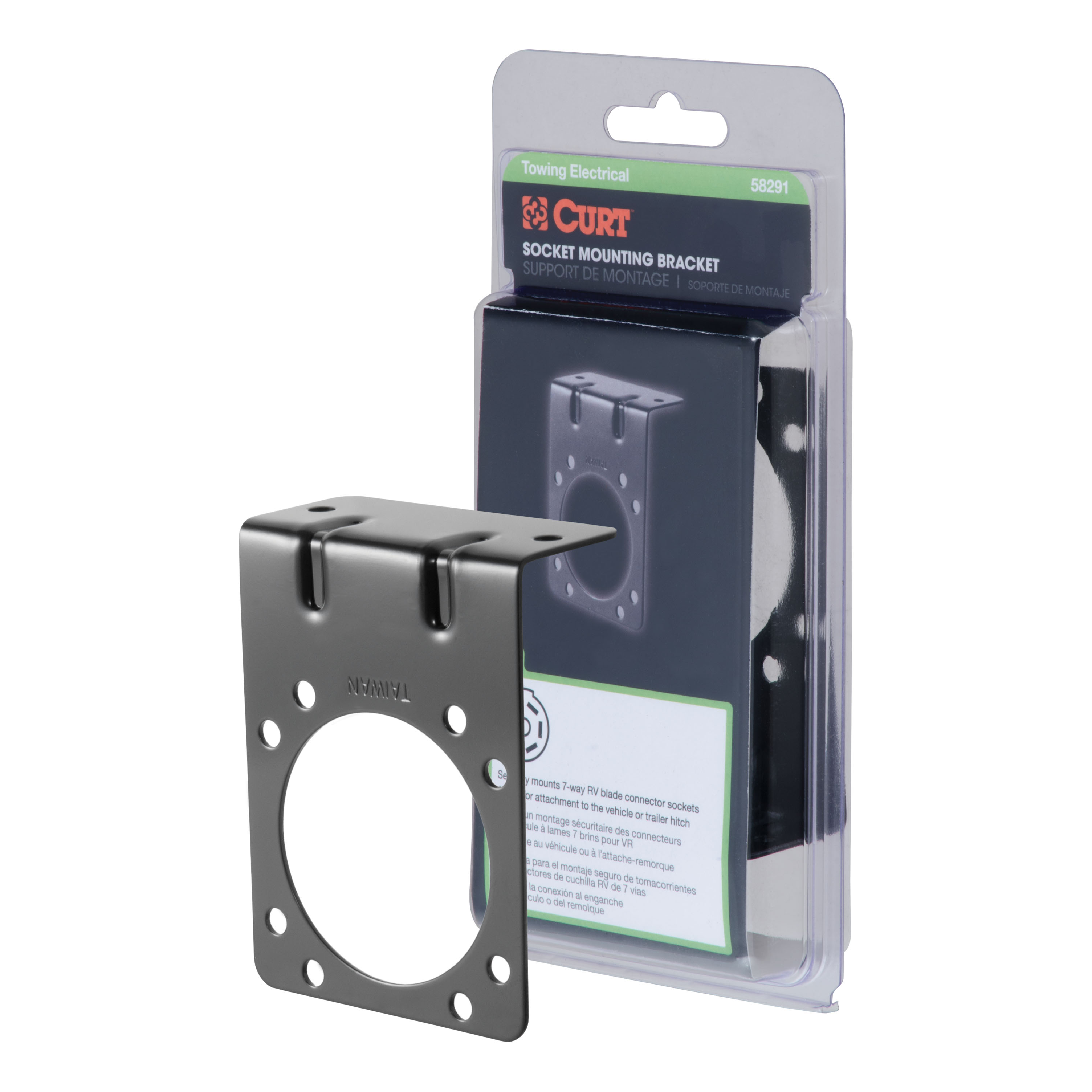 CURT Connector Mounting Bracket for 7-Way RV Blade (Black, Packaged) Trailer Wire Connector Mounting Bracket thumbnail 0