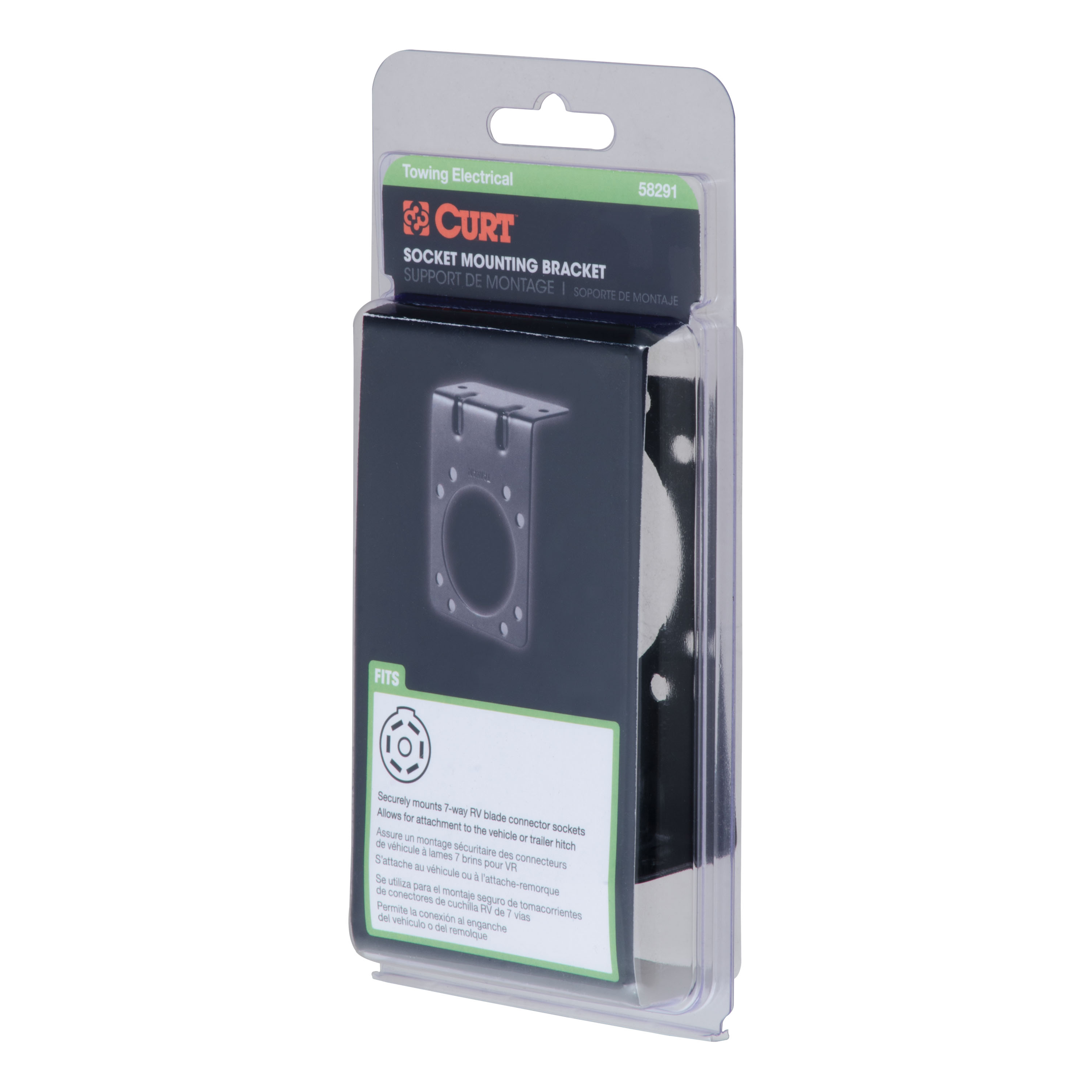 CURT Connector Mounting Bracket for 7-Way RV Blade (Black, Packaged) Trailer Wire Connector Mounting Bracket thumbnail 3
