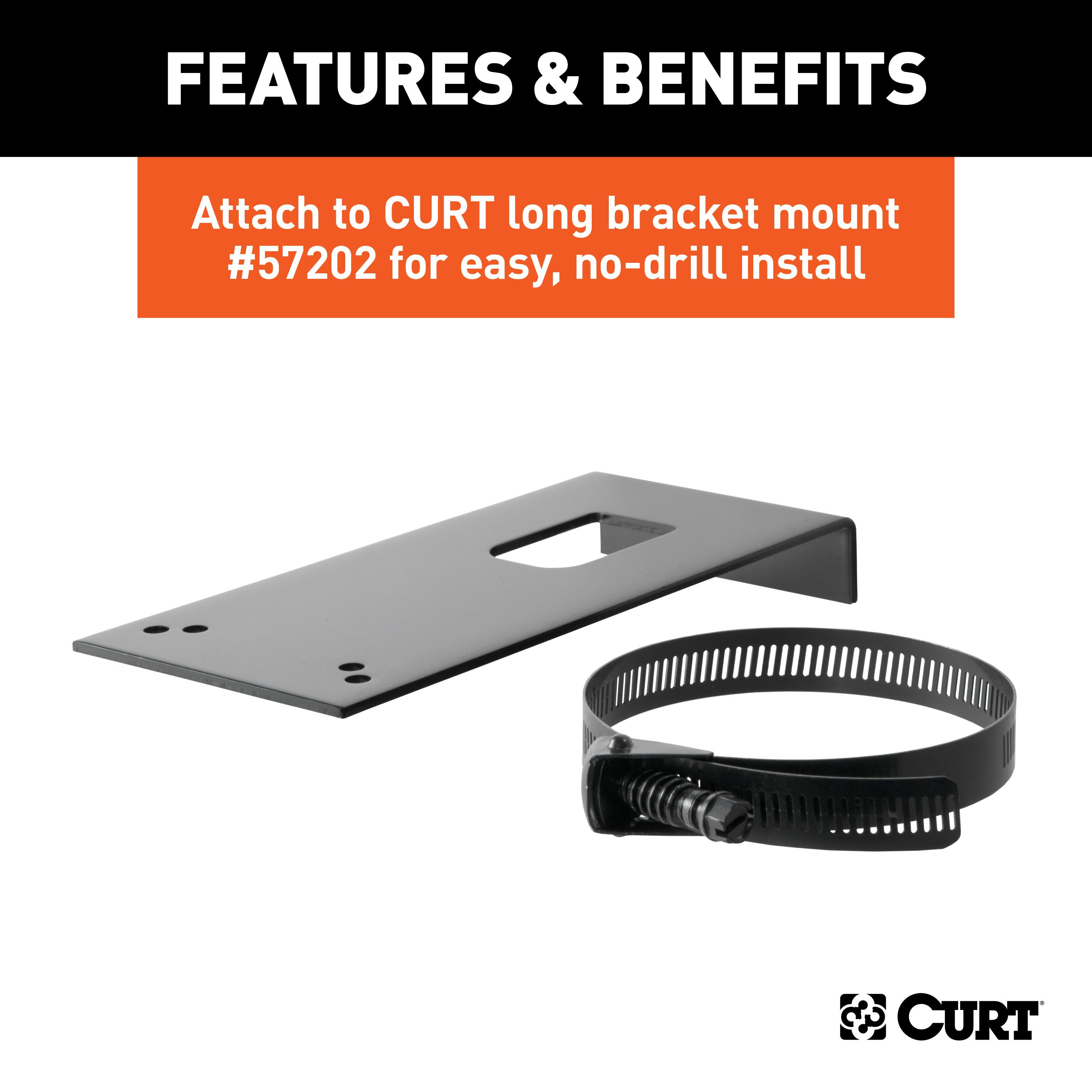 CURT Connector Mounting Bracket for 7-Way RV Blade (Black, Packaged) Trailer Wire Connector Mounting Bracket thumbnail 2
