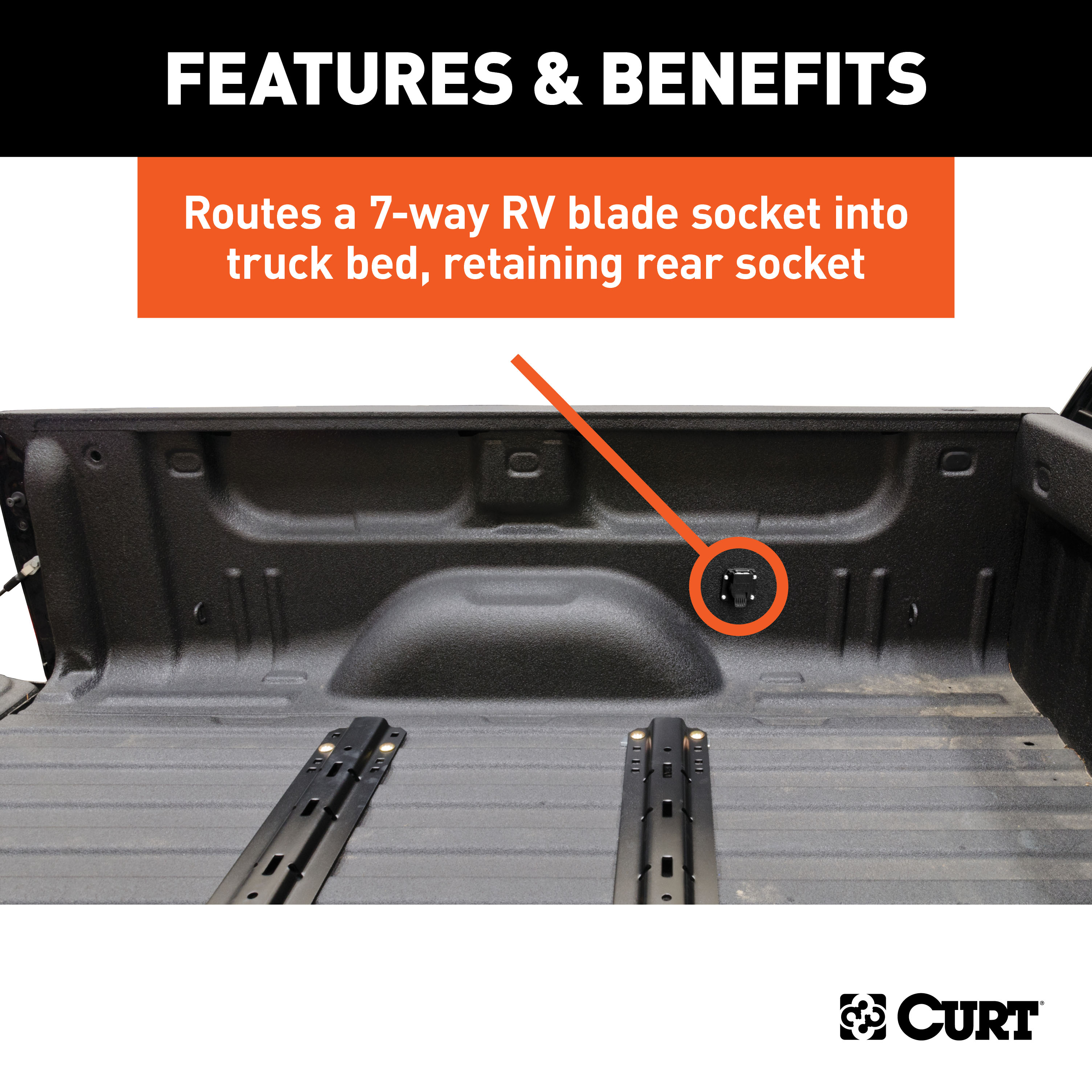 CURT 10' Custom Wiring Extension Harness (Adds 7-Way RV Blade to Truck Bed, Packaged) Trailer Wiring Adapter Connector thumbnail 2